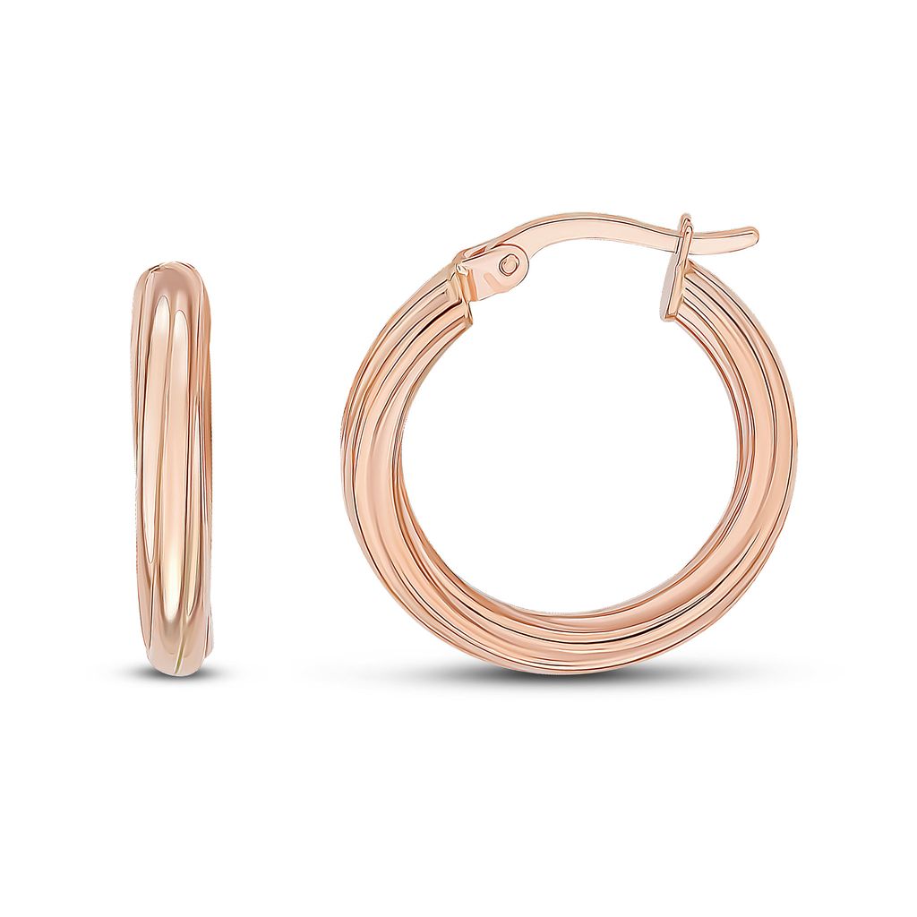 9ct Rose Gold Twist Hoop Earrings. 21mm Outer Diameter