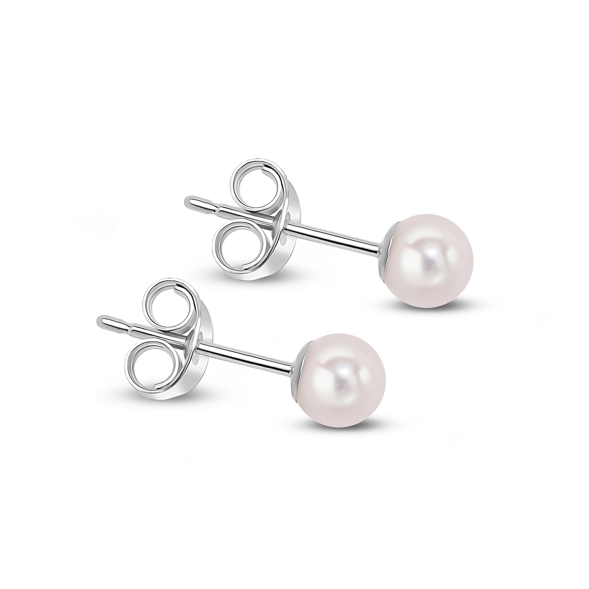 9ct White Gold 4mm Akoya Pearl Stud Earrings