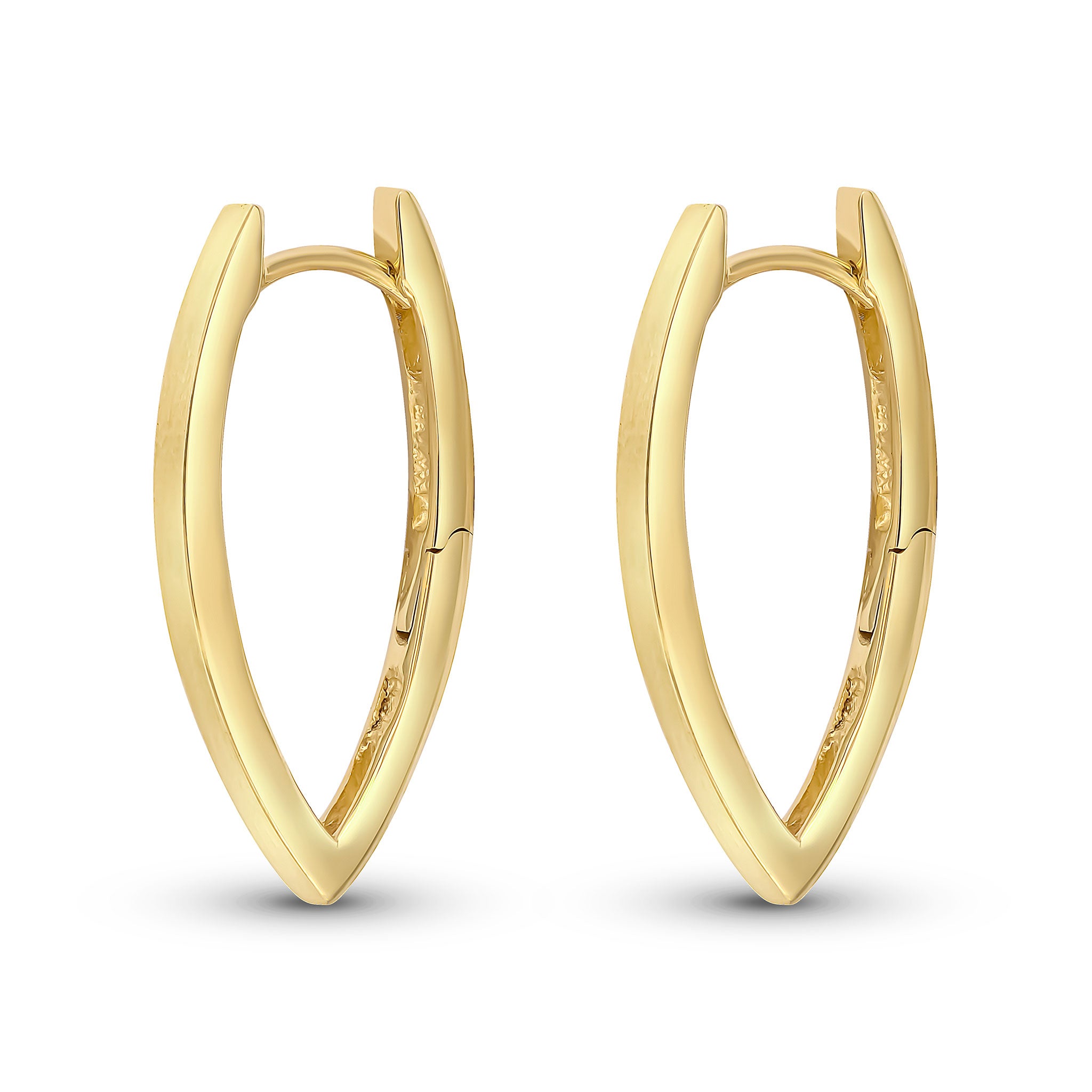 9ct Yellow Gold Satin Oval Pointed Huggy Earrings