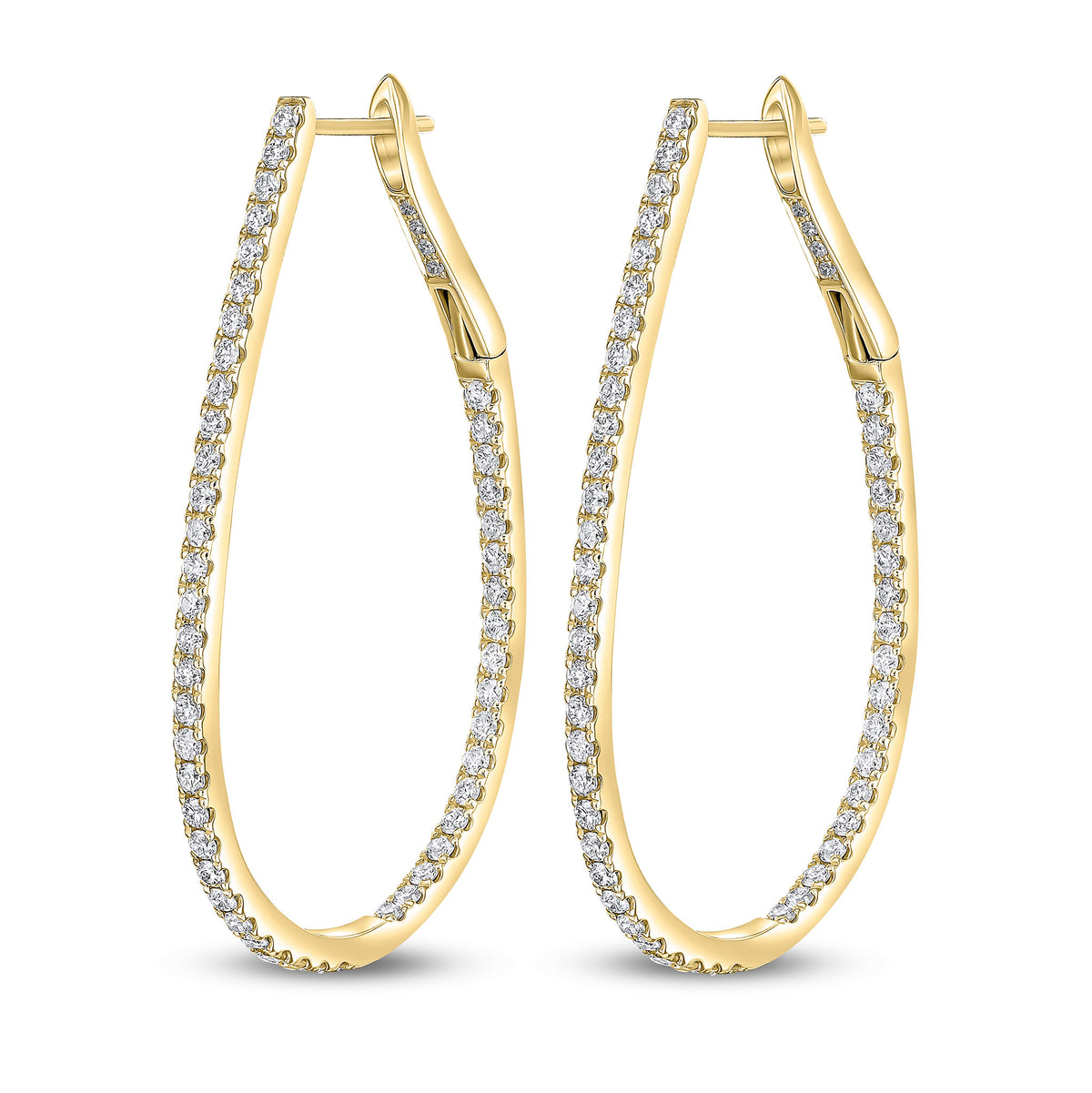 18ct White Gold Round Diamond Claw Set Horseshoe Hoop Earrings 1.55ct