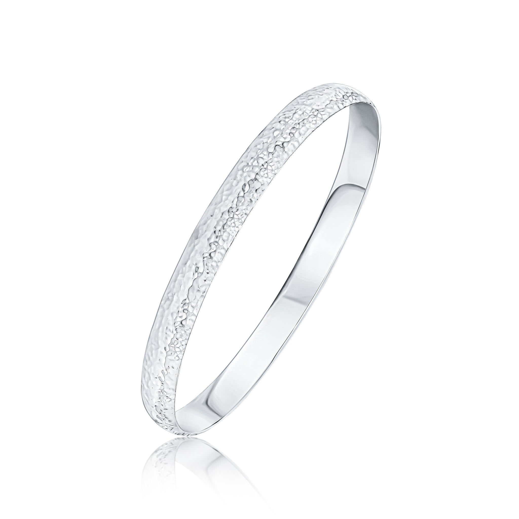 Silver 7mm Court Hammered Bangle