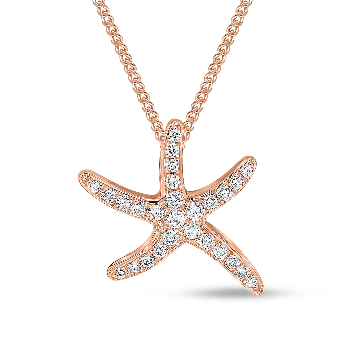 18ct Rose Gold Diamond Pave Set 'starfish' Pendant Small