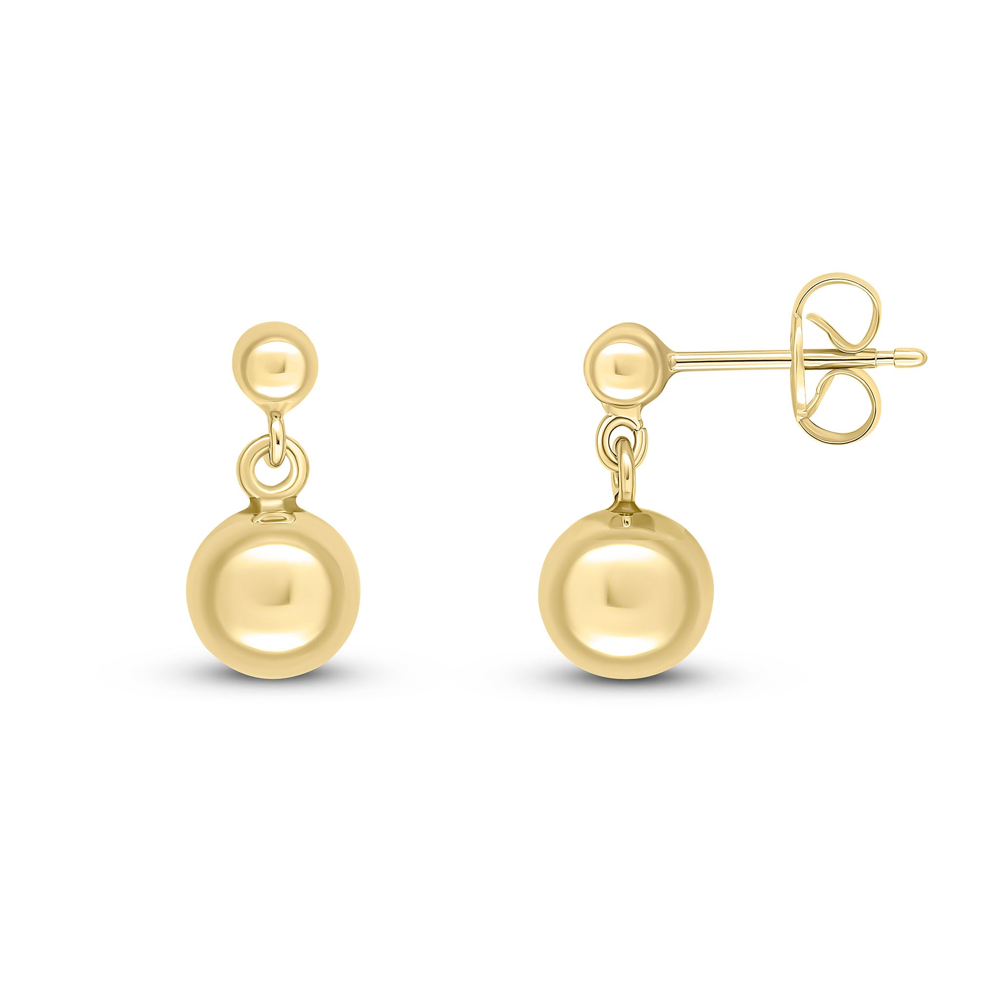 9ct Yellow Gold Polished Double Ball Drop Earrings 13mm