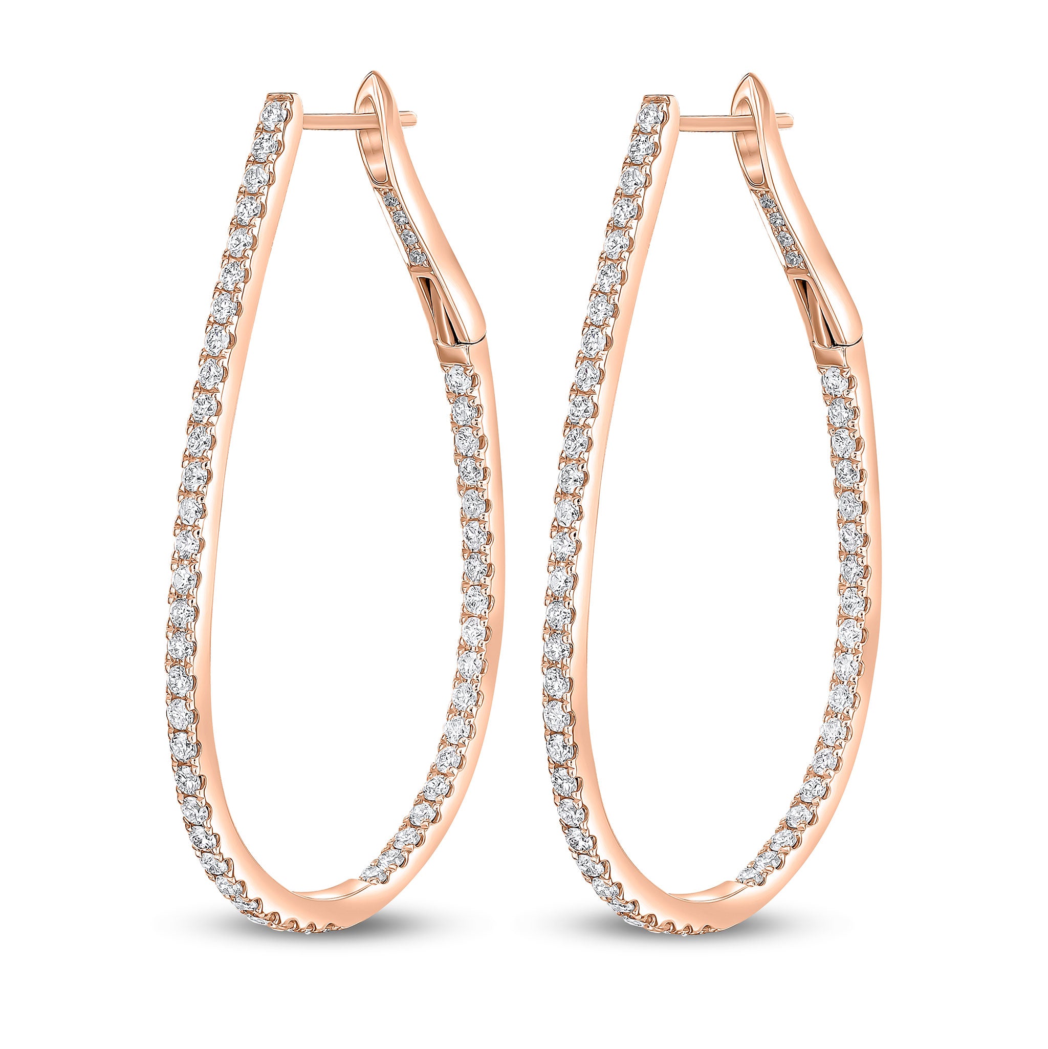 18rg Diamond Horseshoe Hoop Earrings
