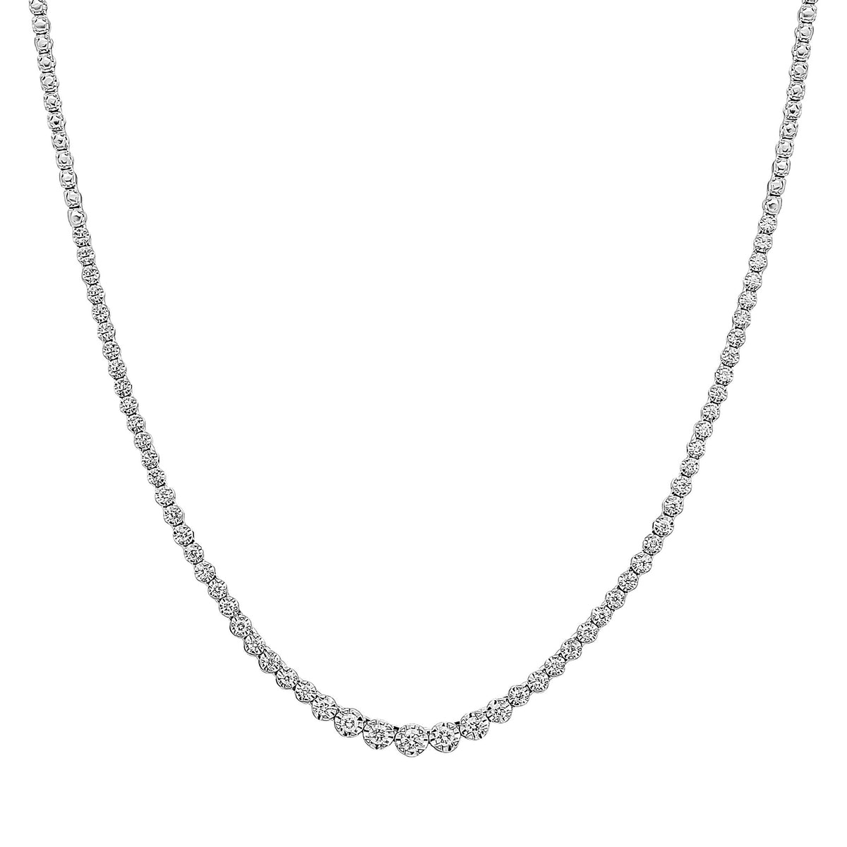 18ct White Gold Brilliant Cut Diamond Claw Set Line Necklace 1ct