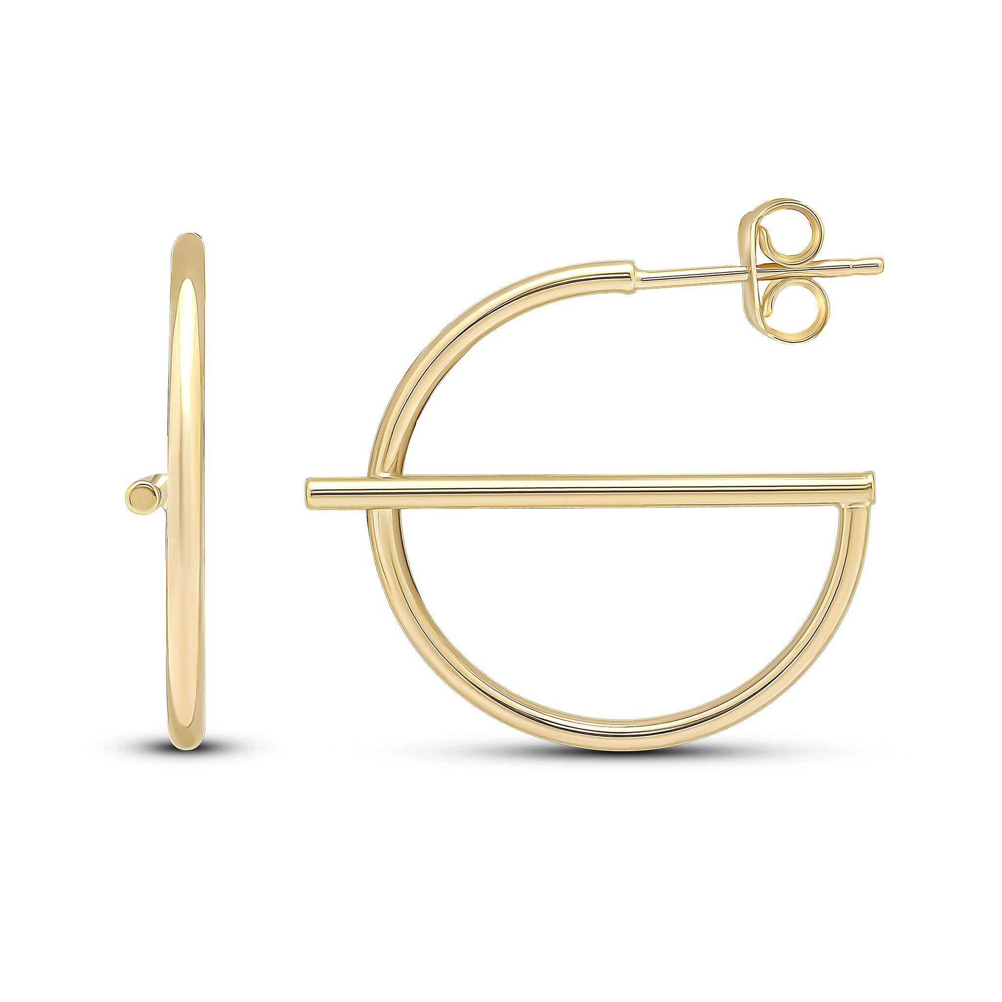 9ct Yellow Gold Round Hoop with Bar Earrings
