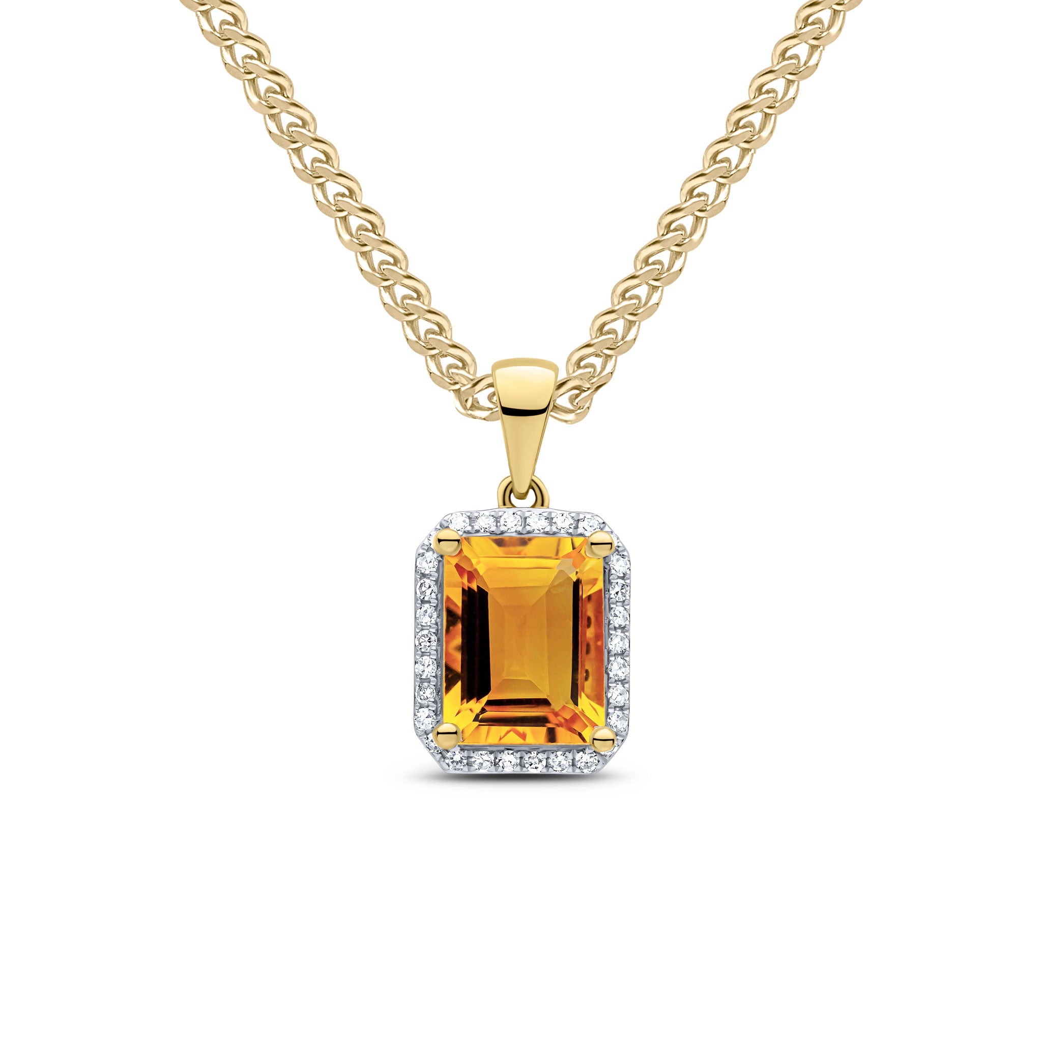 9ct Yellow Gold Oct Cit & Diamond Cluster P