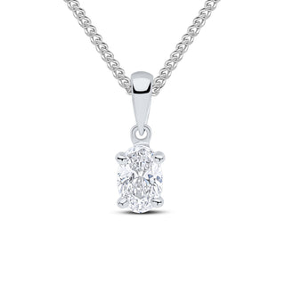 9ct white gold 6 x 4mm oval cubic zirconia claw set pendant