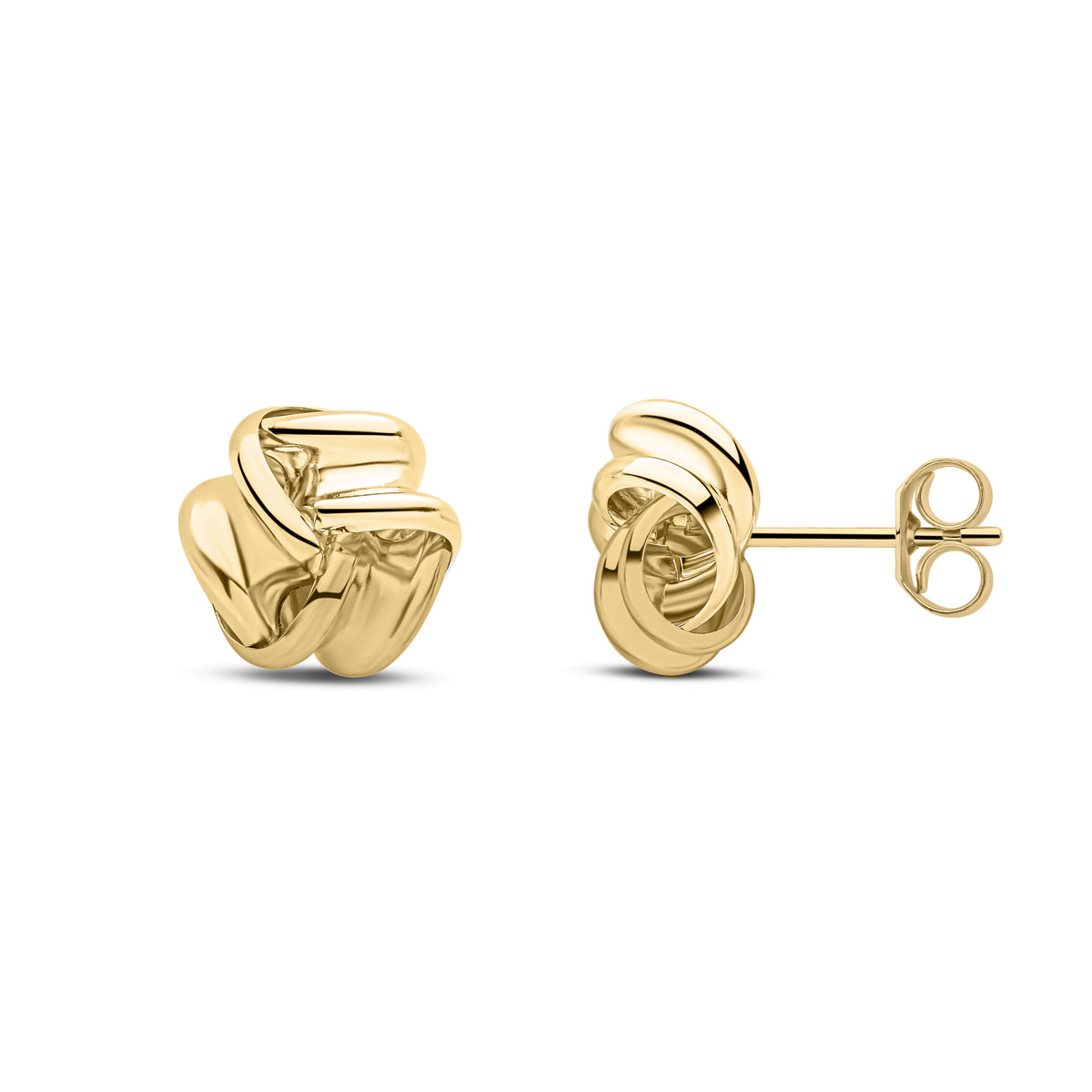 9ct Yellow Gold Polished 9mm Ribbon Knot Earrings
