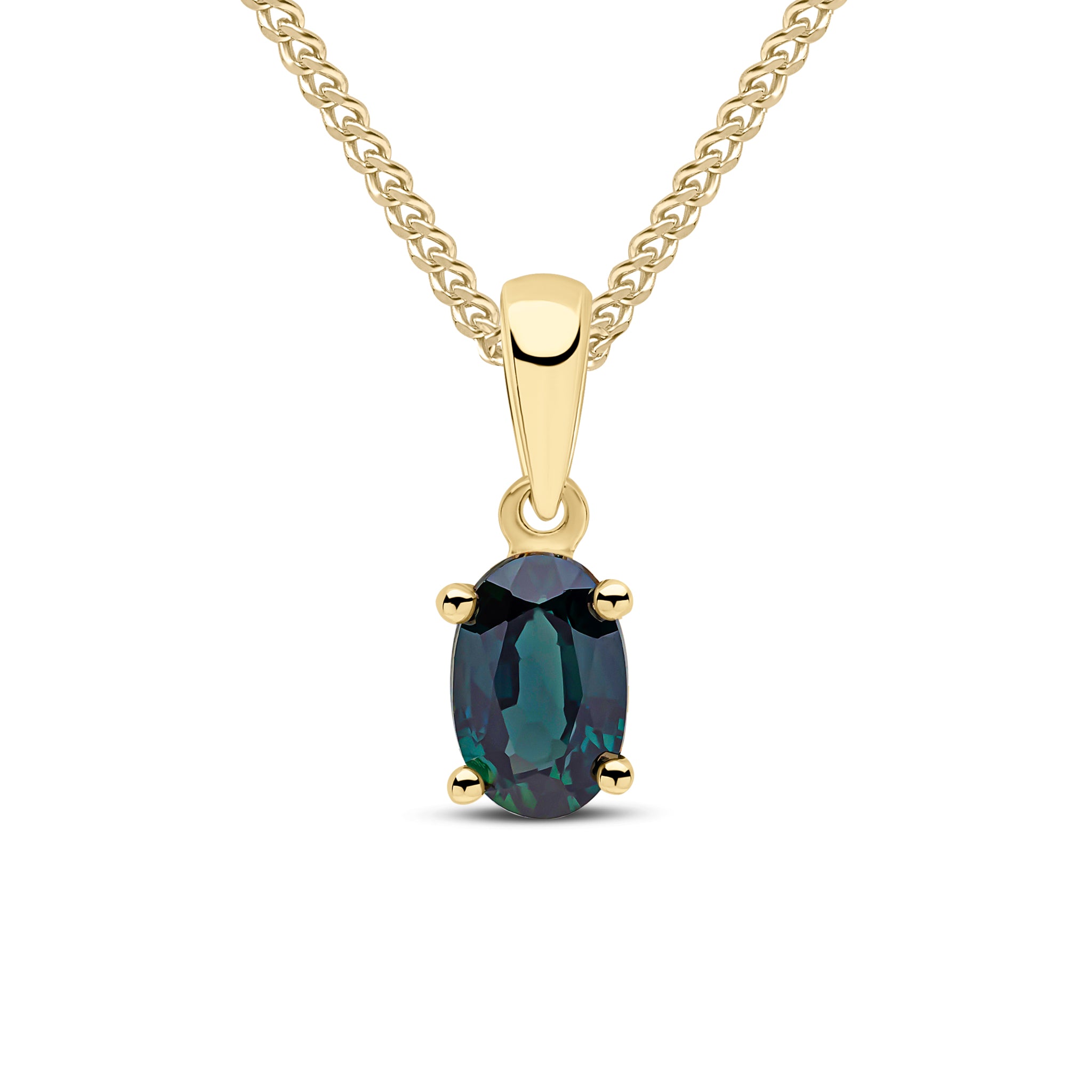 9ct Yellow Gold 6x4 Oval Sapphire Claw Set Pendant