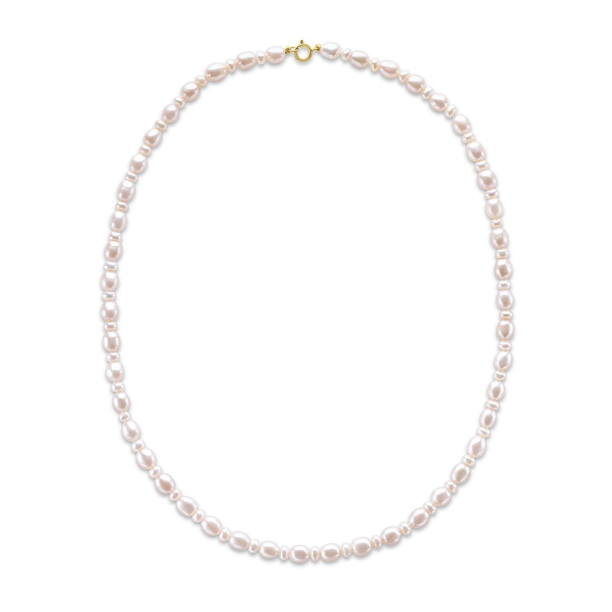 9ct Yellow Gold Genuine Pink Rice Pearl Button Design Necklace 18"