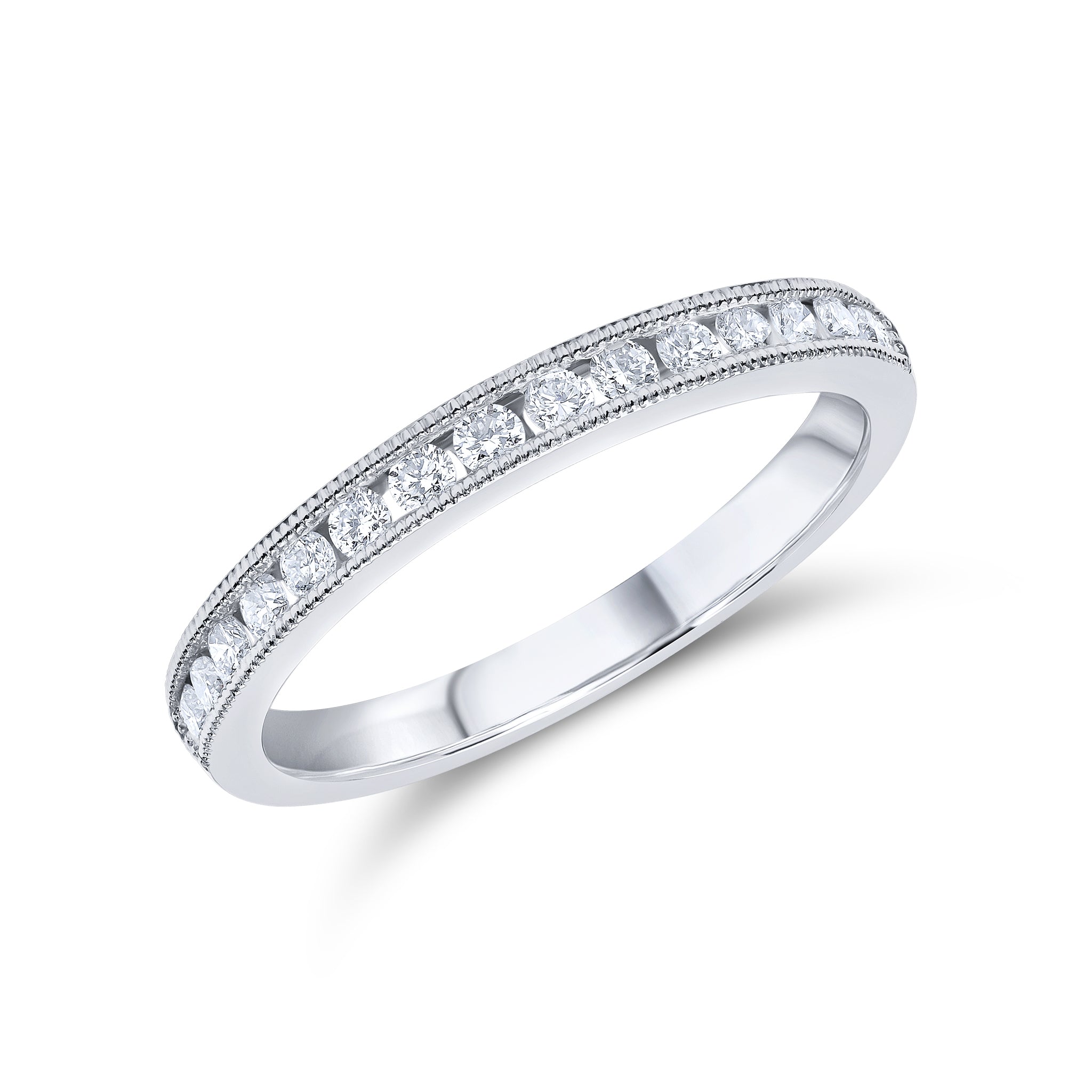 18ct White Gold Round Diamond Milgrain Set 15 Stone Ring