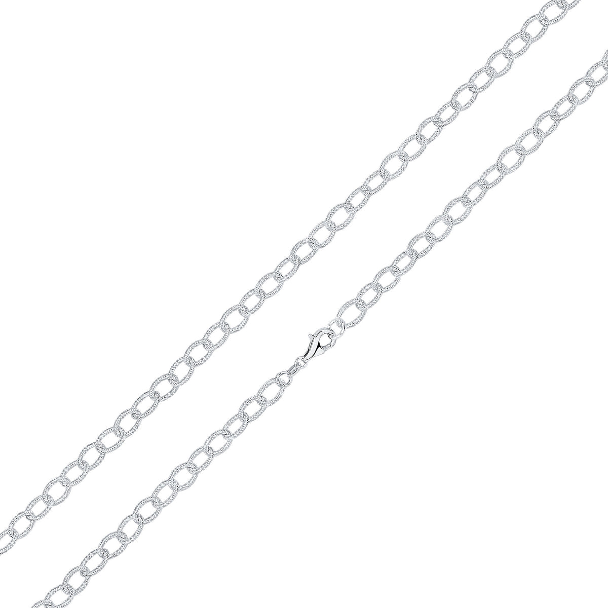 Silver 7.5mm Textured Oval Link 1