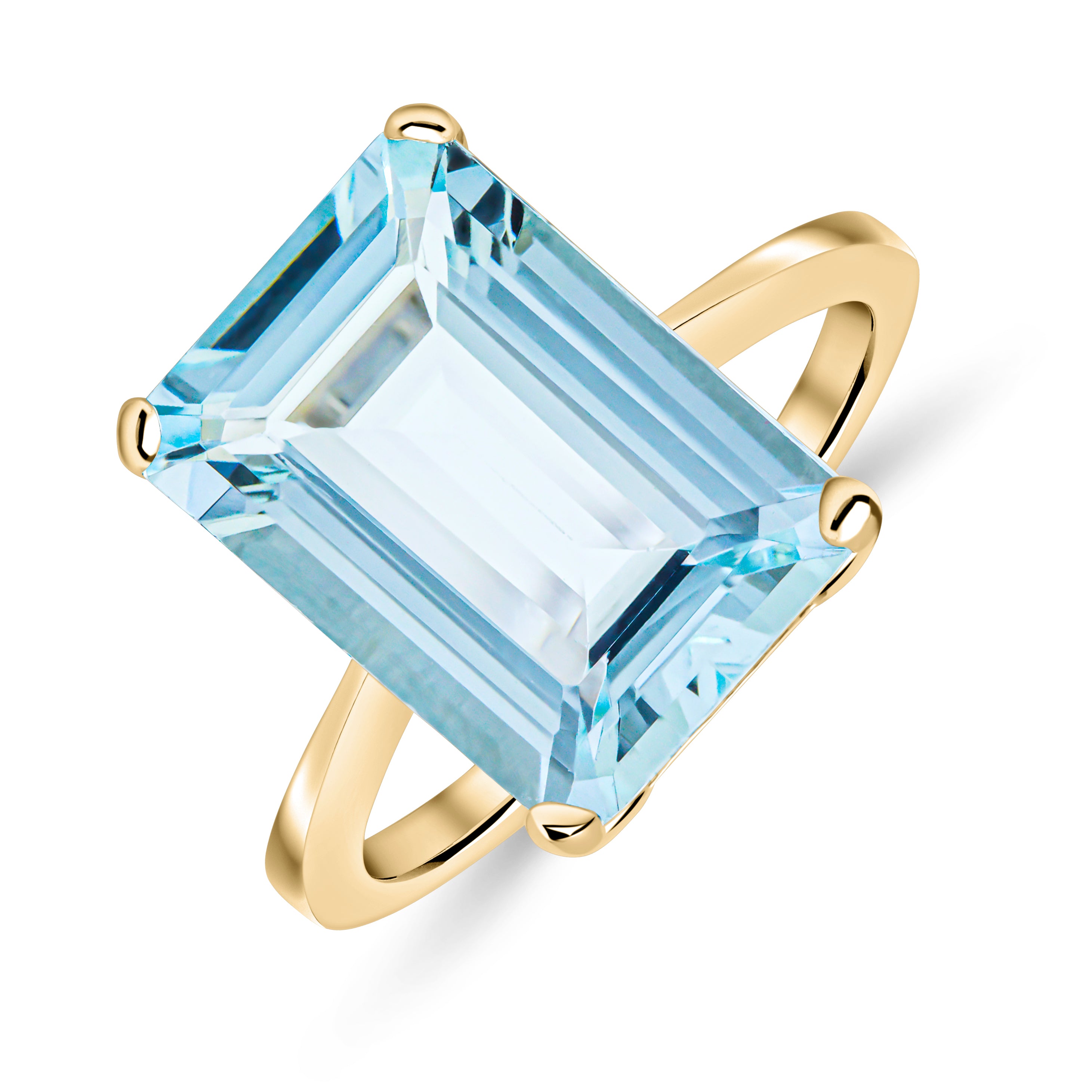 9ct Yellow Gold 14x10 Octagon Aquamarine Claw Single Stone Ring* Currently Unavailable to Order Due to Stone Sourcing *