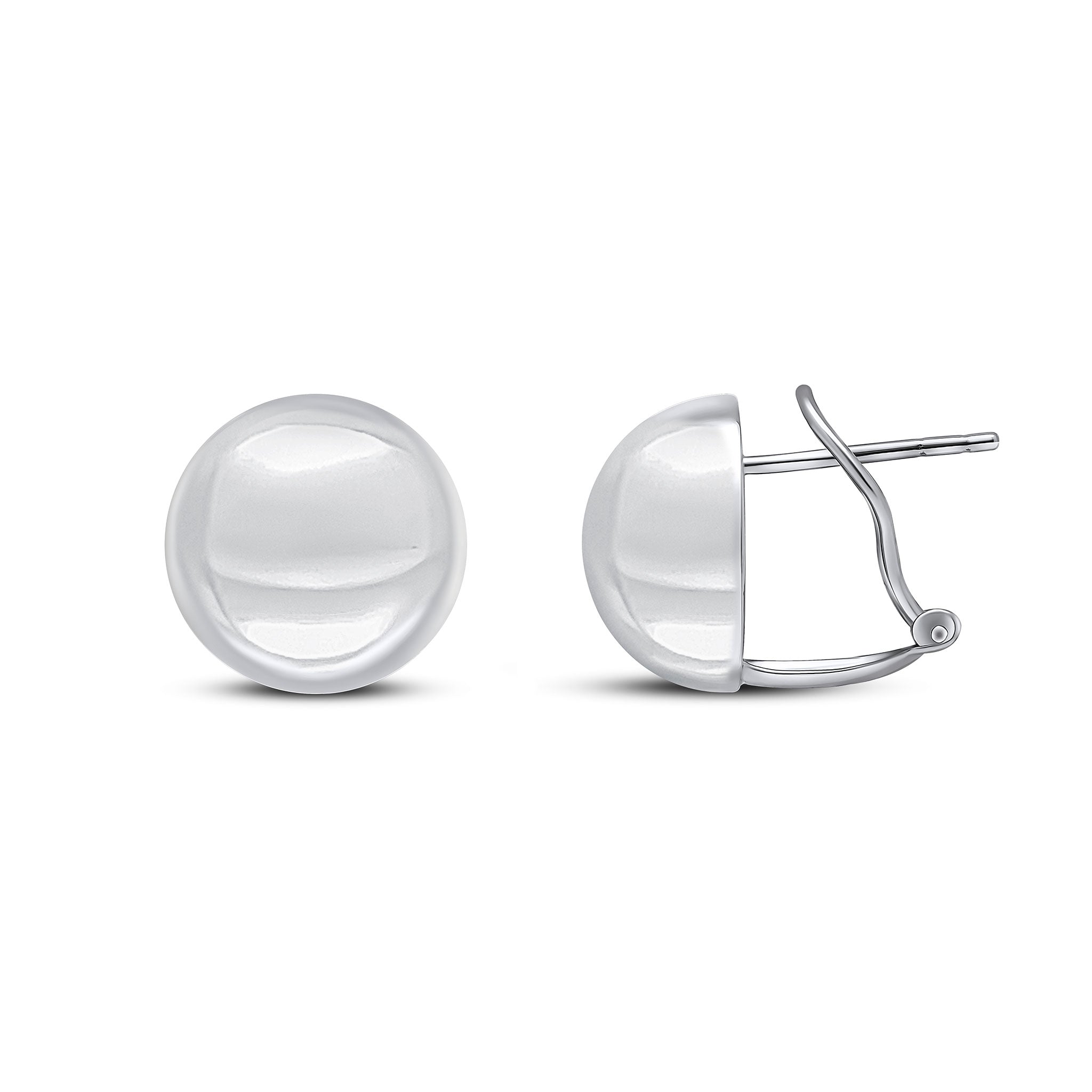 9ct white gold Polished Dome Peg & Clip Earrings