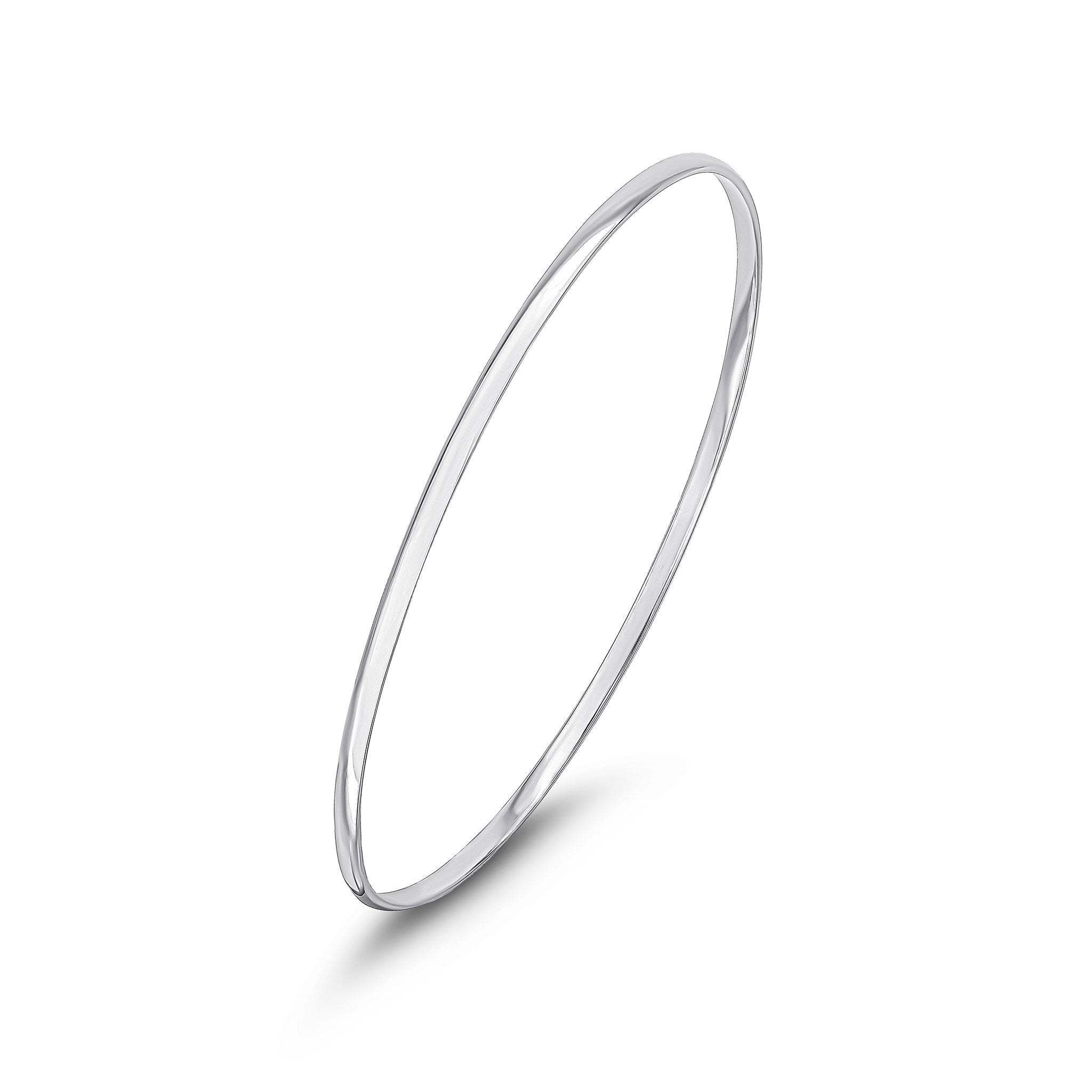 9ct White Gold D Shape Slave Bangle 2mm