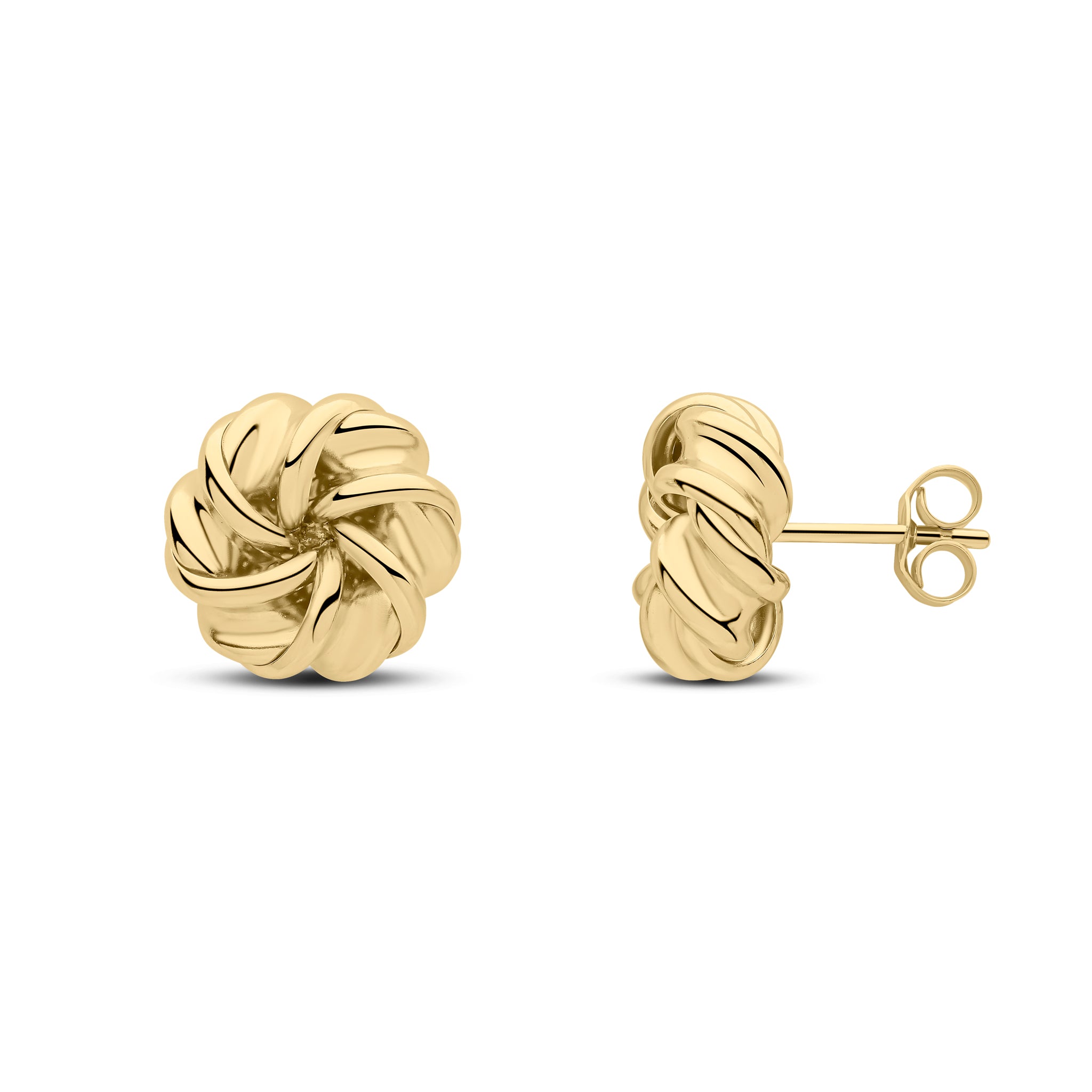 9ct yellow gold 11mm Swirl Knot Earrings