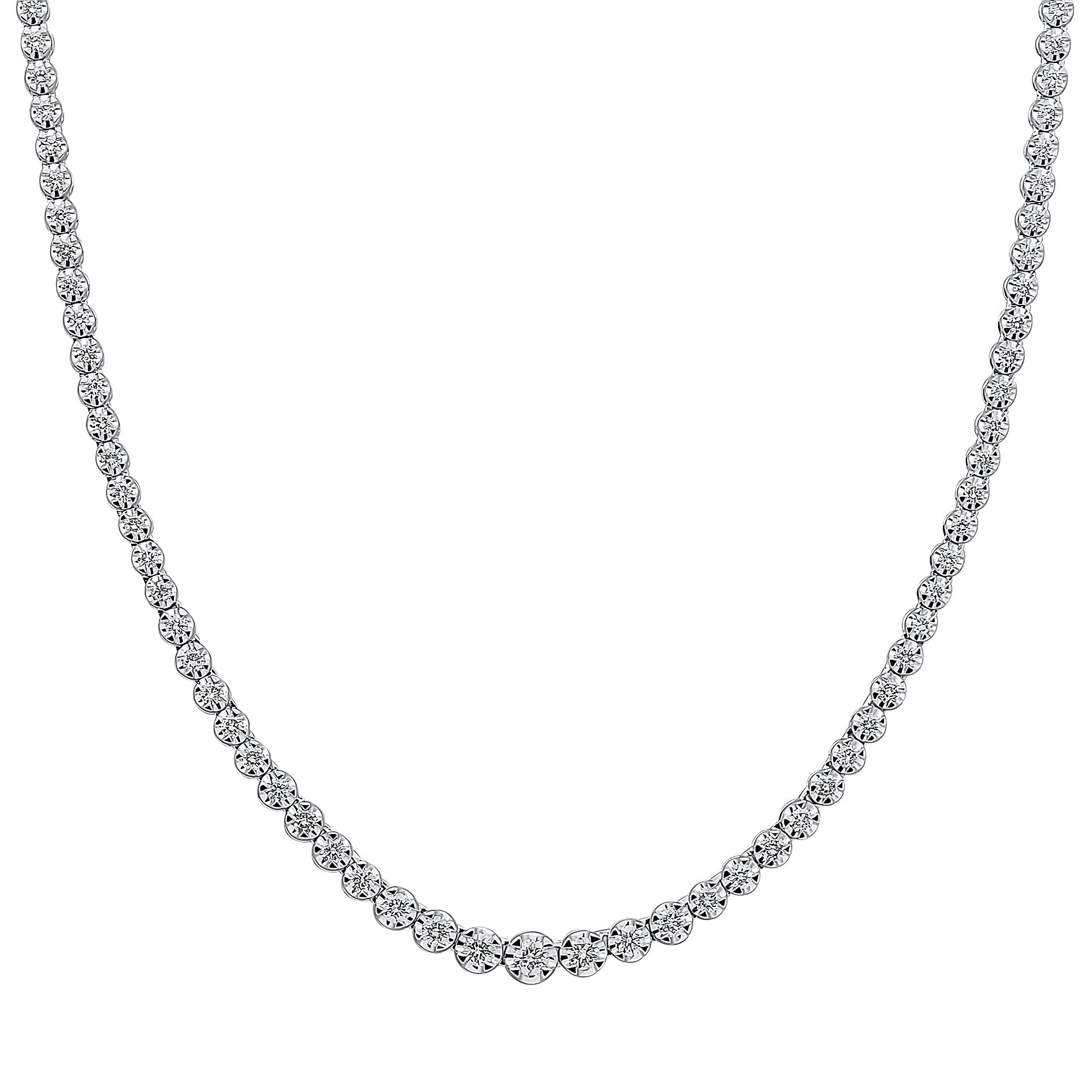 18ct White Gold Brilliant Cut Diamond Claw Set Line Necklace 4ct