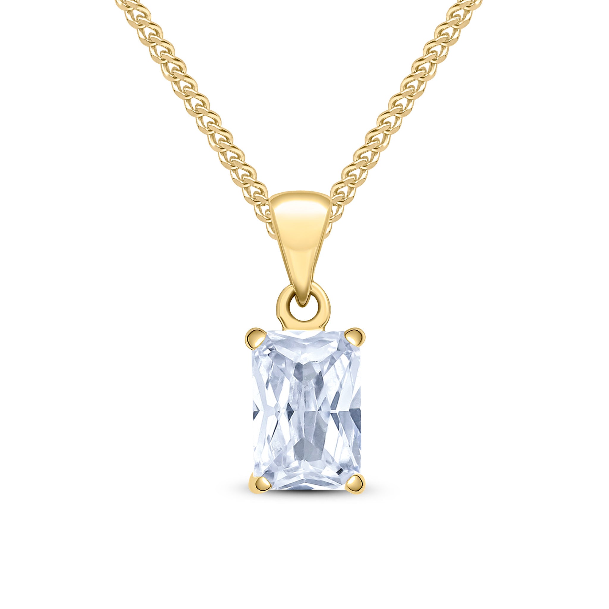 9ct Yellow Gold 7x5 Octagon CZ Claw Set Pendant