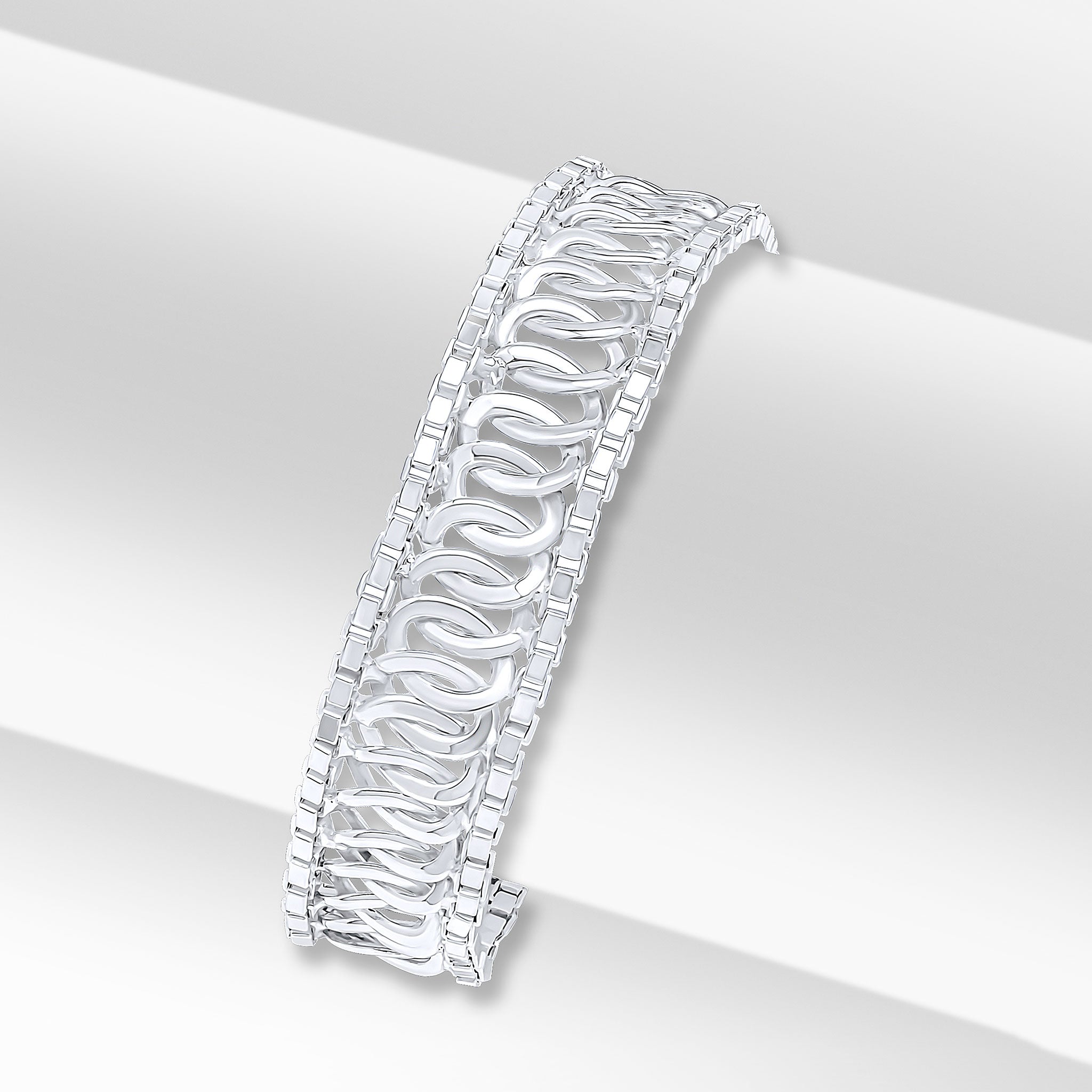 Silver 14mm Oval Curb Box Edged 8" Bolt Ring