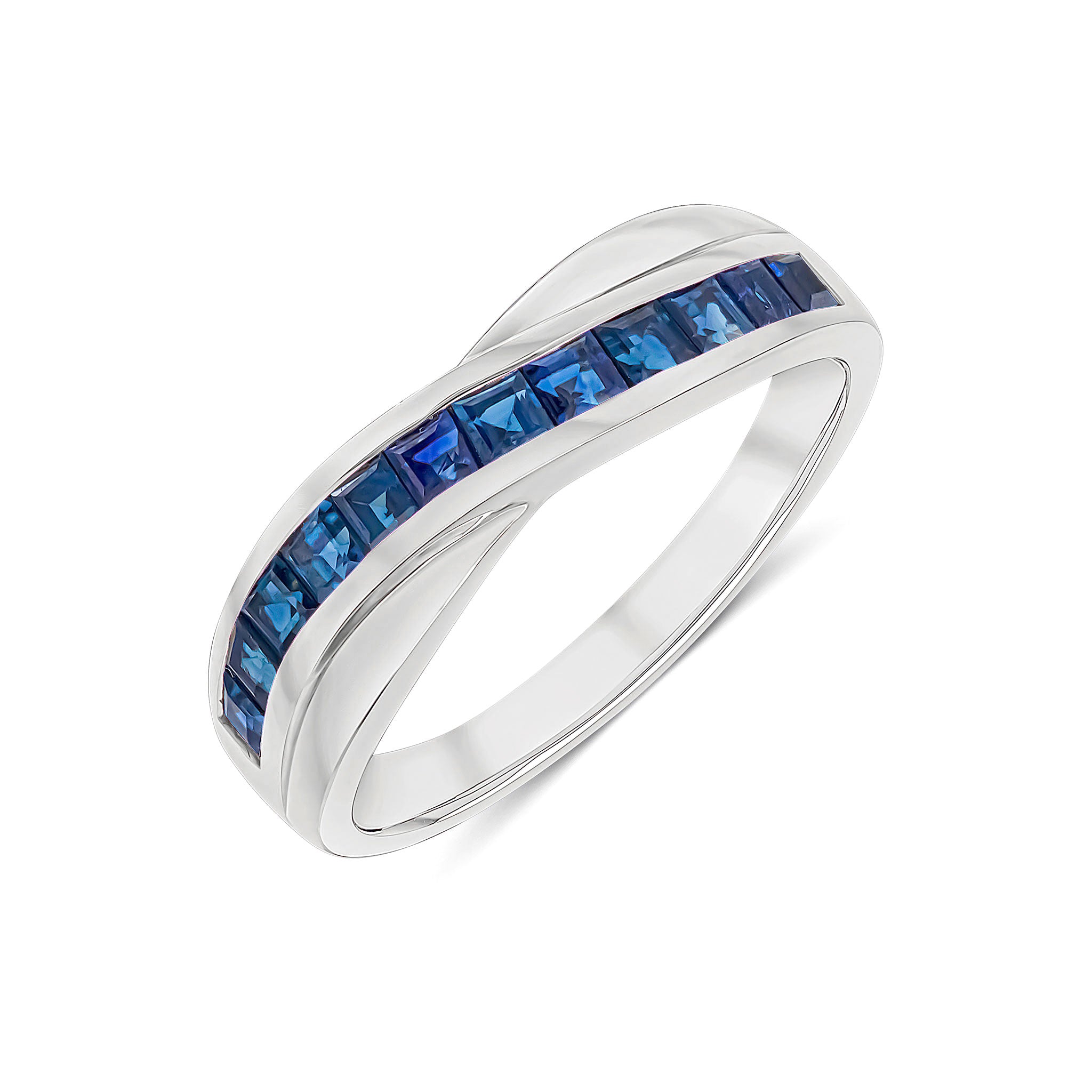 9ct White Gold Square Sapp Twist 1/2 Et