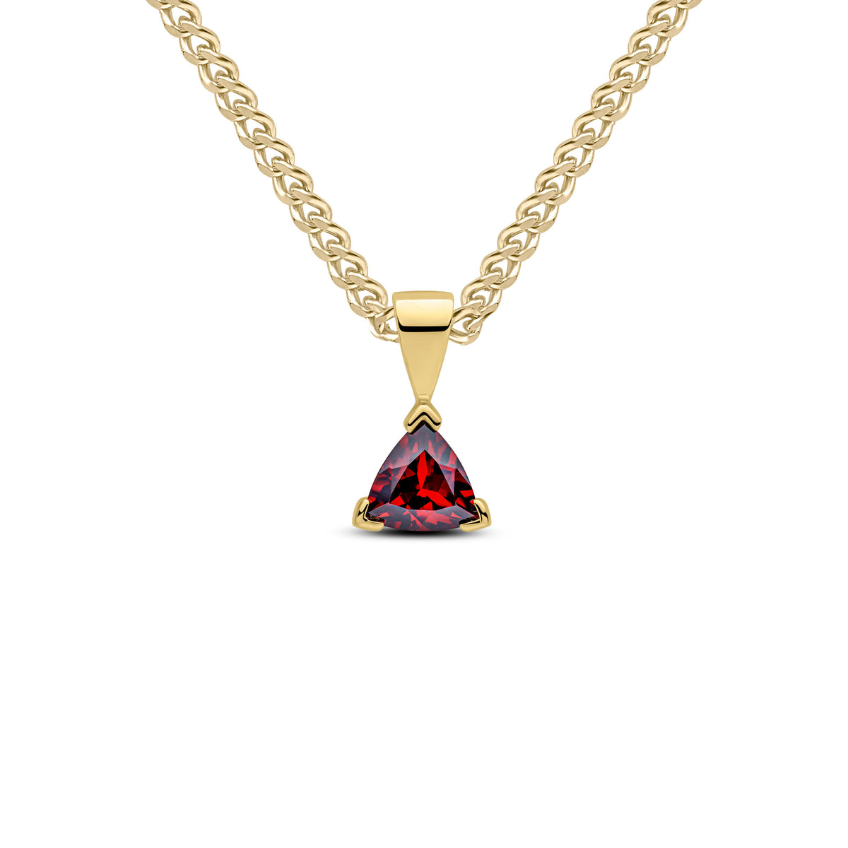 9ct Yellow Gold 6mm Trilliant Garnet Claw Set Pendant