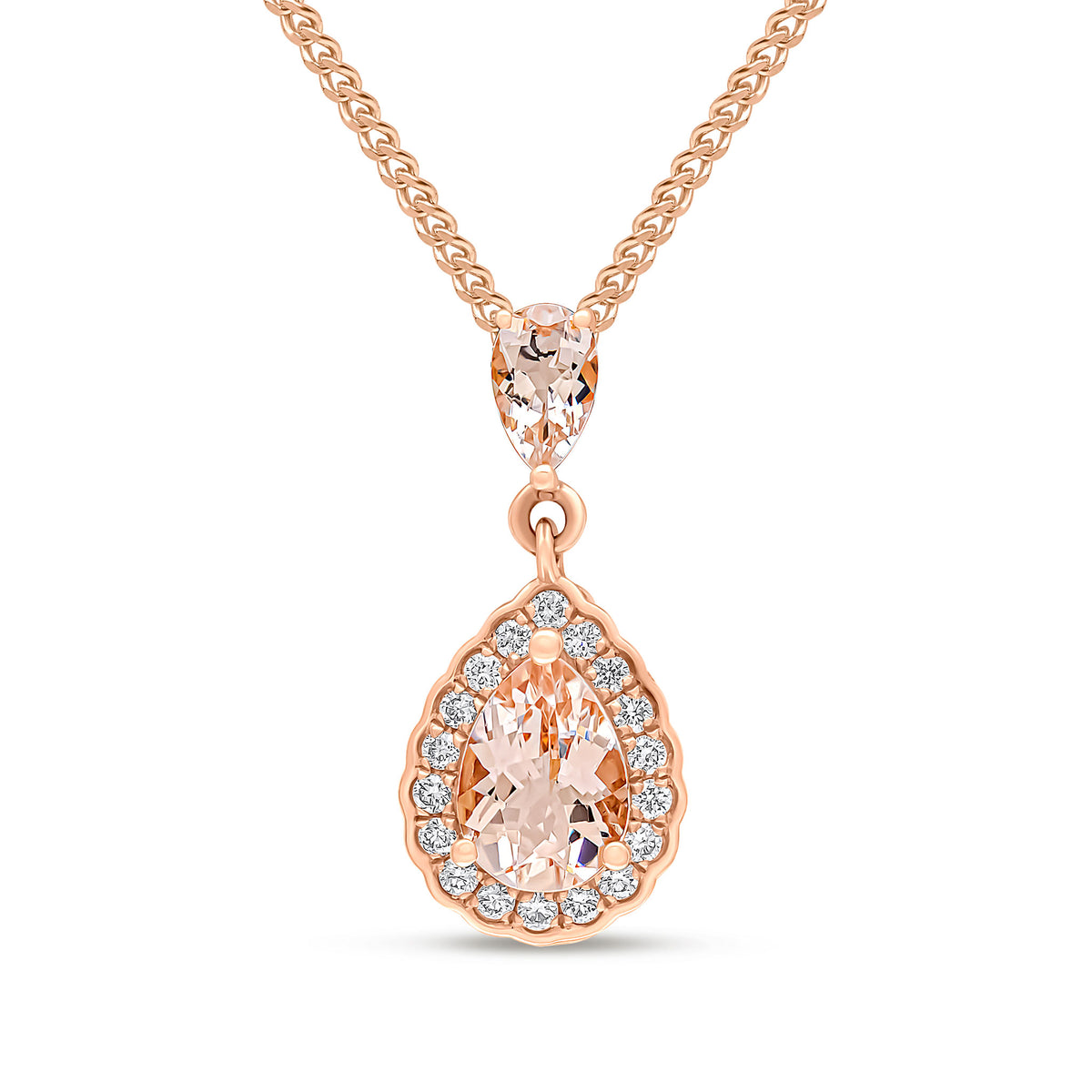 18rg Ps Morganite & Diamond Cluster Pt