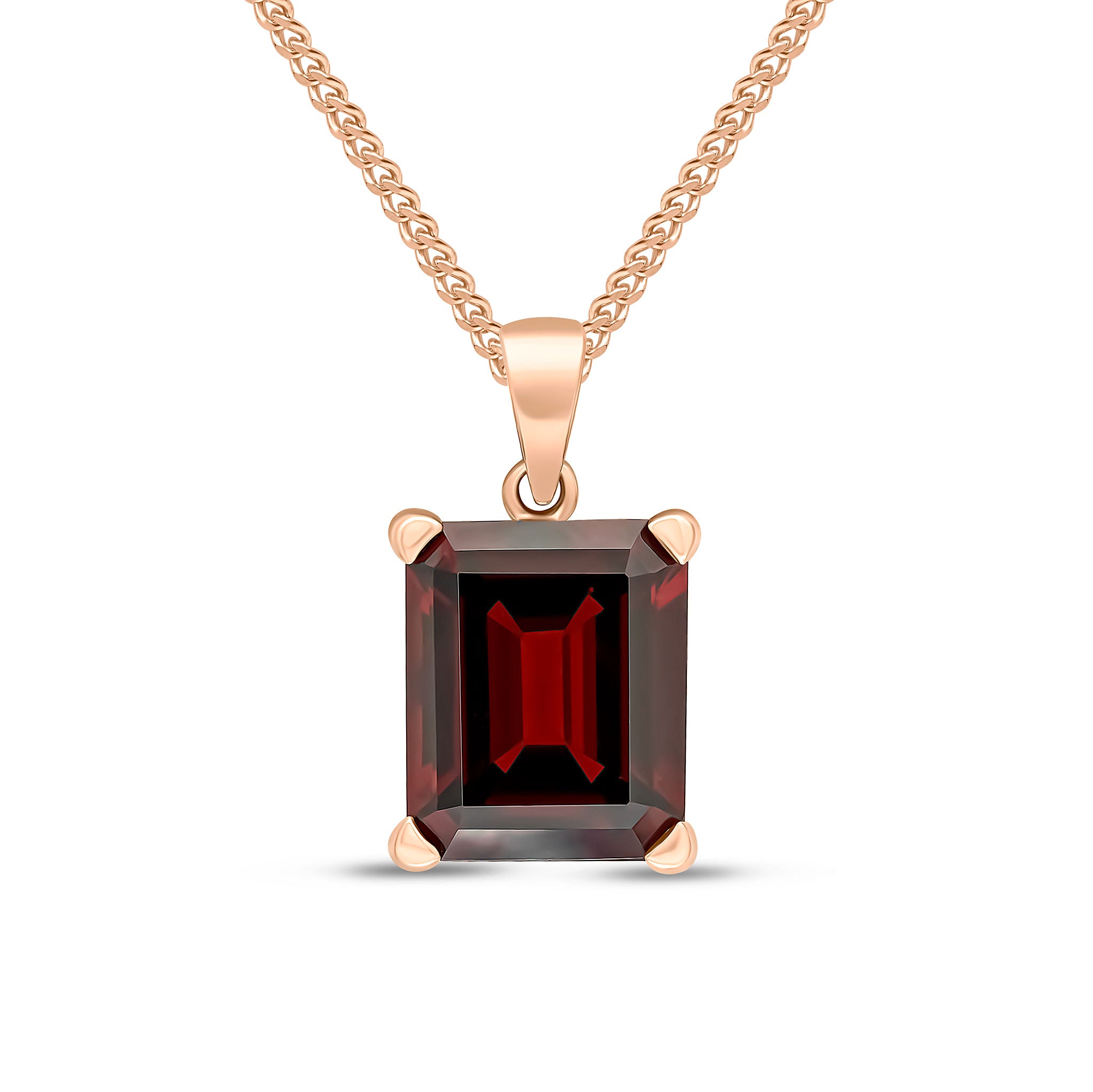 9ct Rose Gold 12x10 Octagon Garnet Claw Set Pendant
