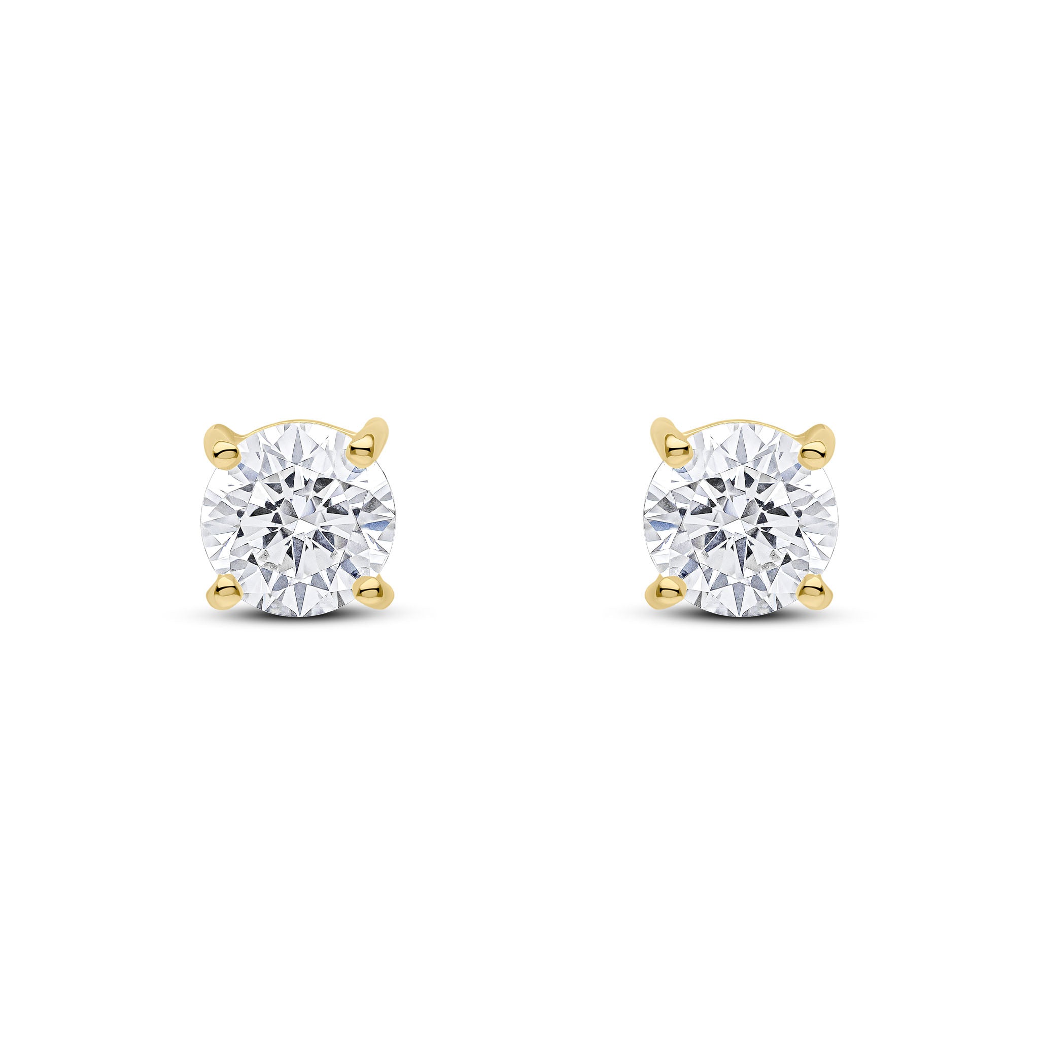9ct Yellow Gold 6mm Round CZ 4 Claw Earrings