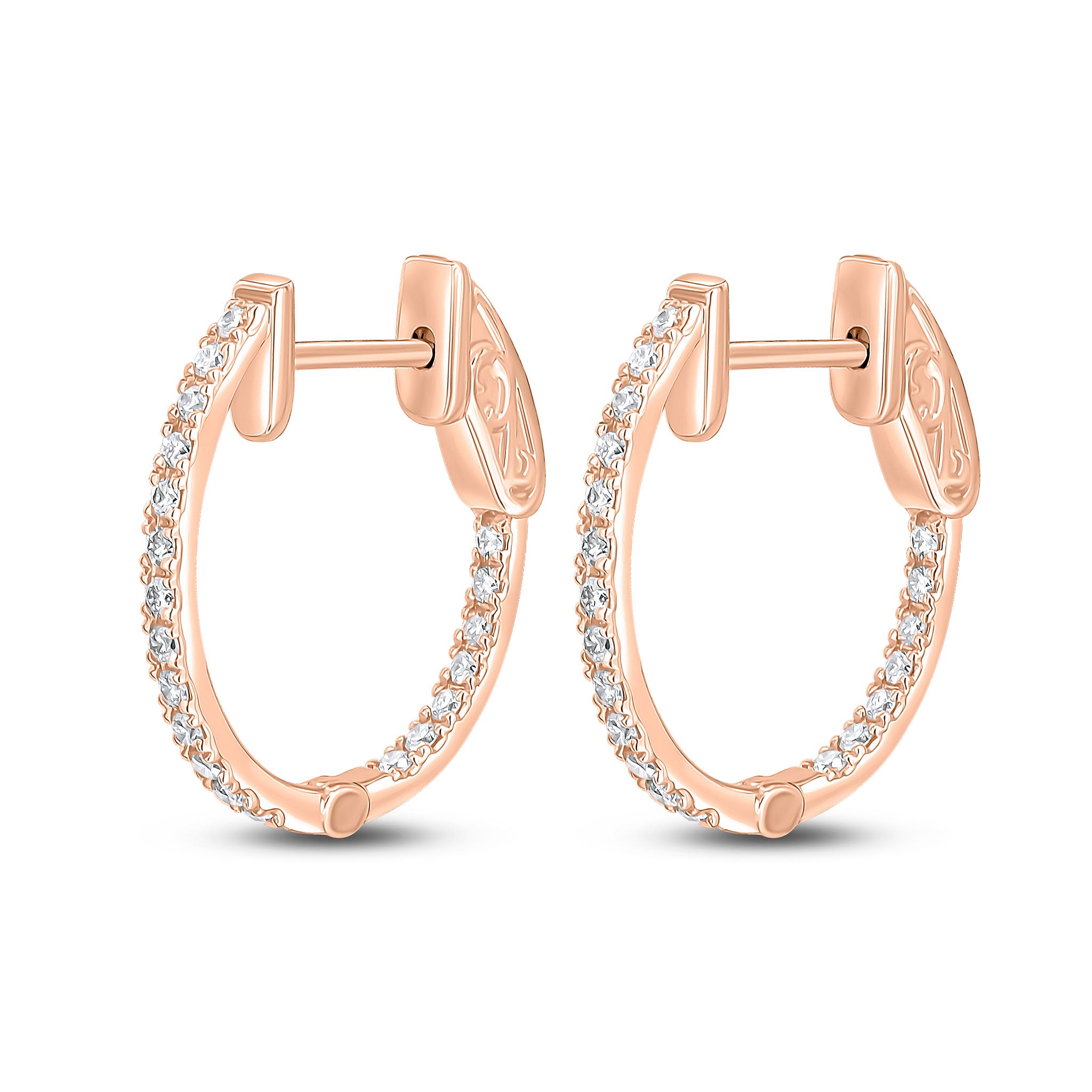 18rg Diamond Oval Full Hoop Earrings