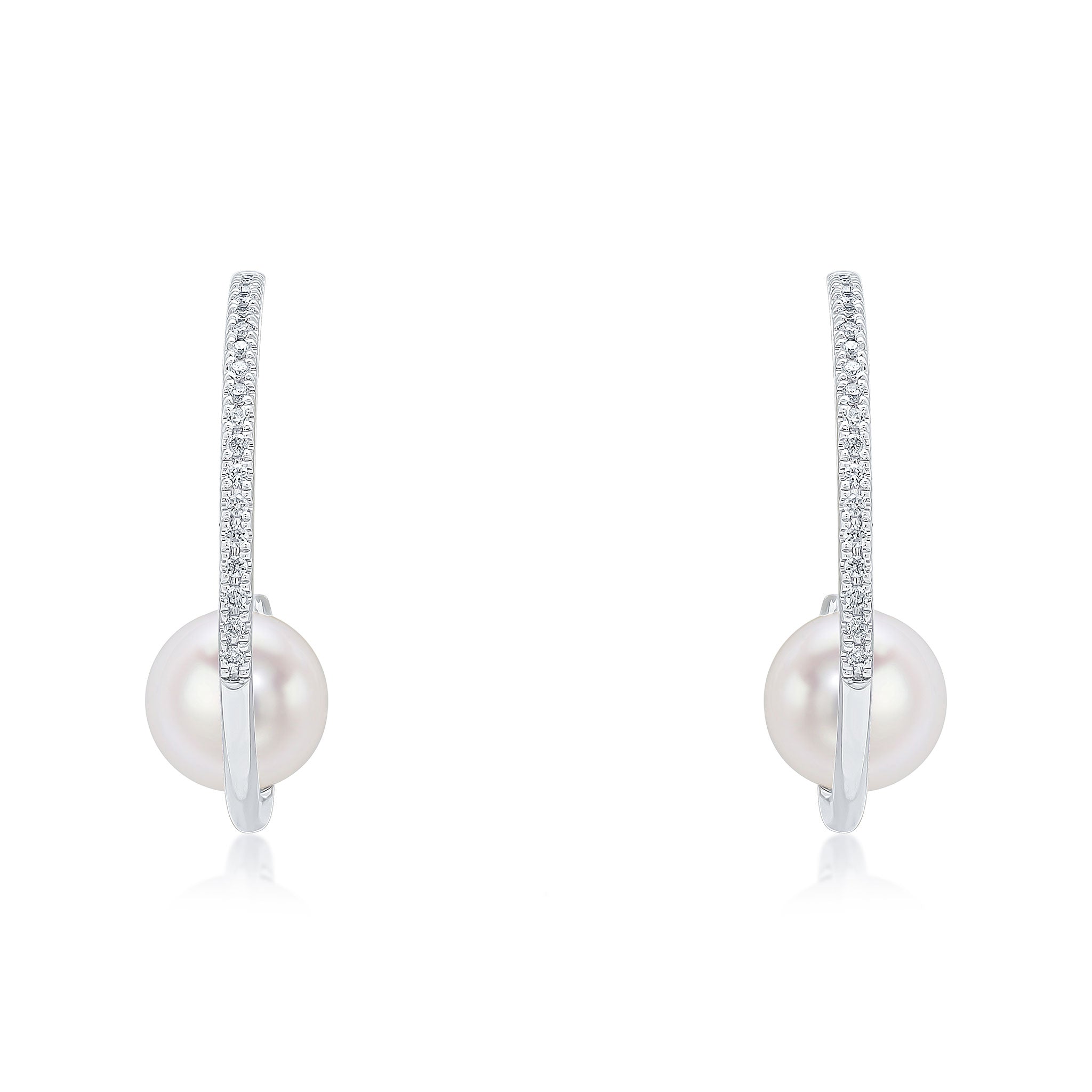 9ct White Gold Diamond Hoop with Pearl