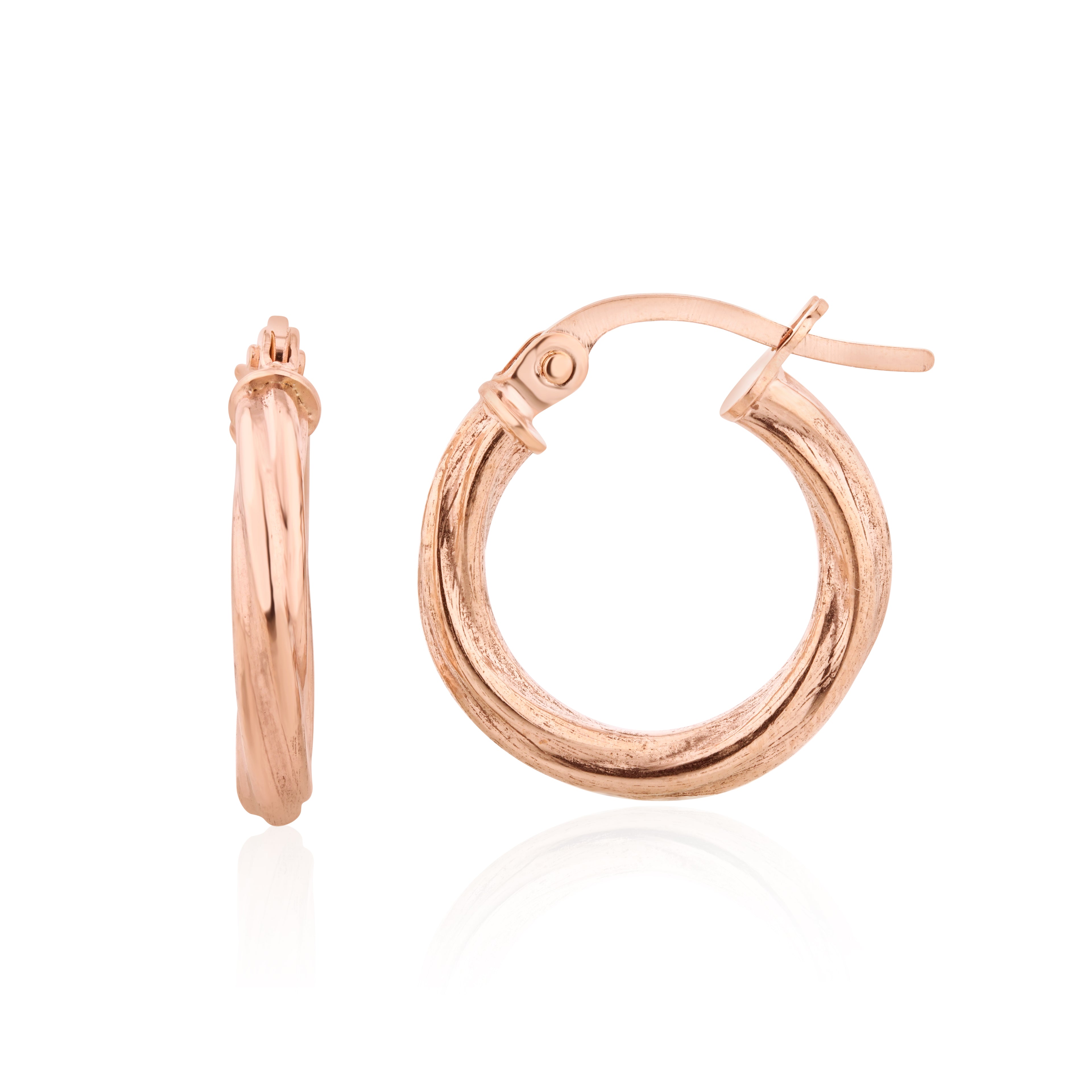 9ct Rose Gold Twist Hoop Earrings