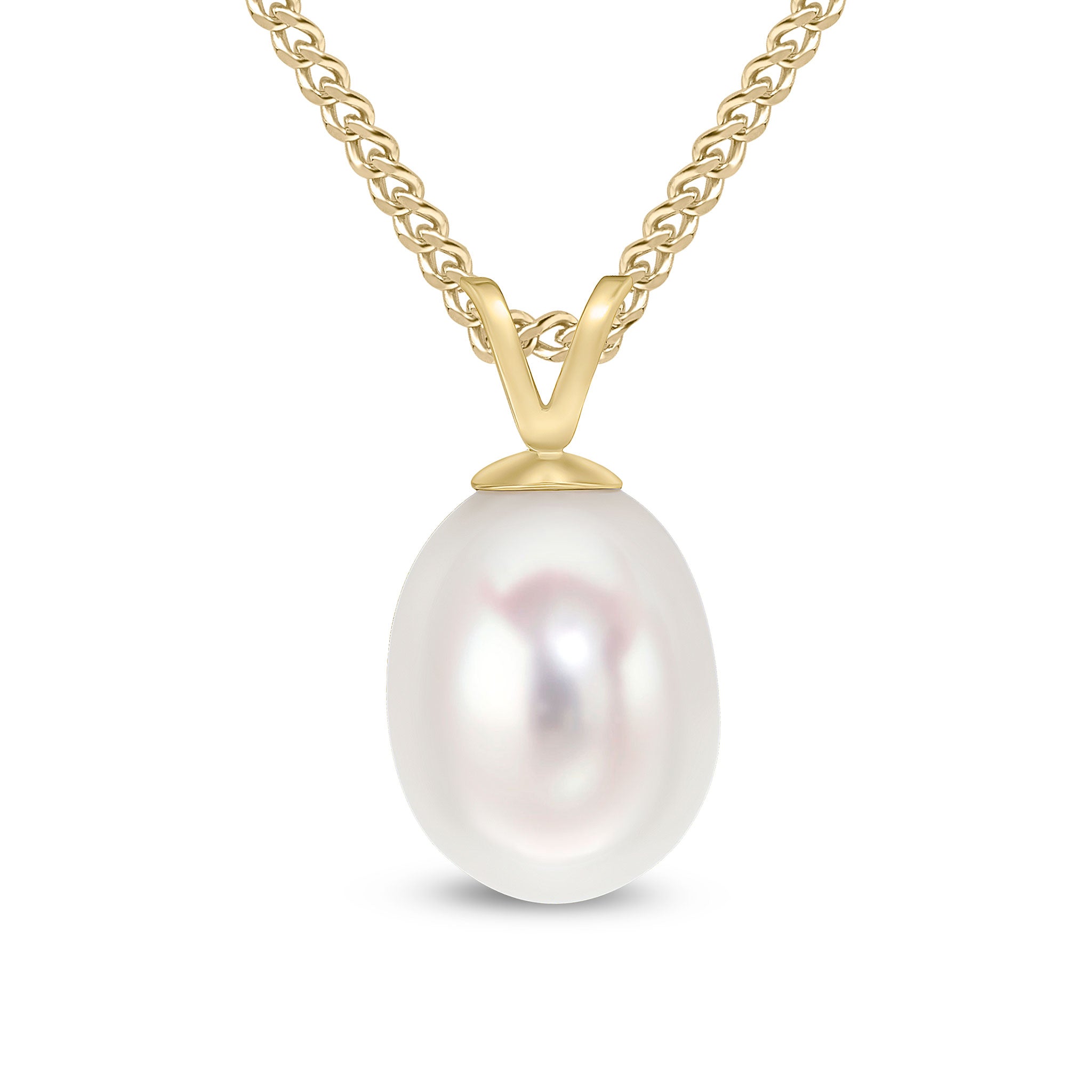 9ct yellow gold 9mm freshwater pearl drop pendant