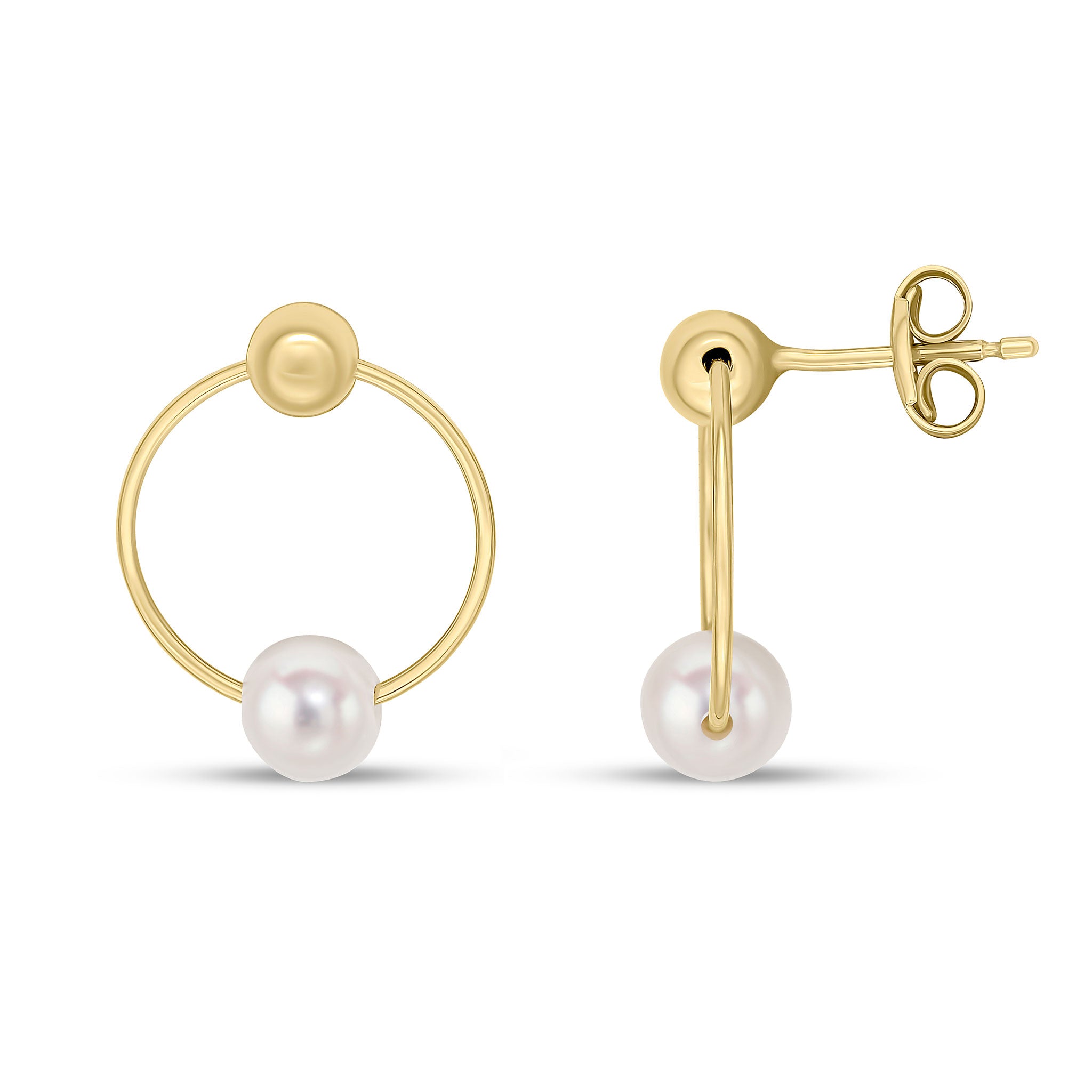 9ct Yellow Gold Ring & Cultured Freshwater Pearl with Bead Stud Drop Earrings