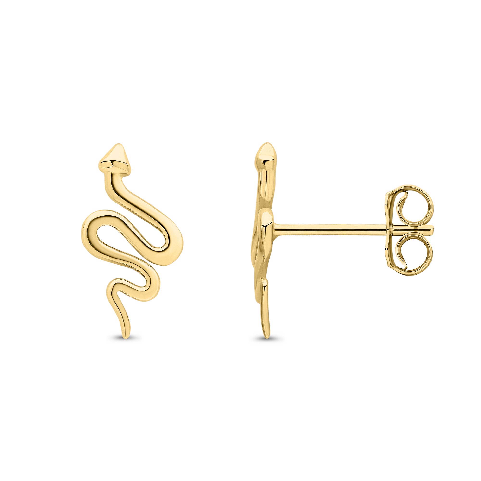 9ct Yellow Gold Polished Snake Stud Earrings