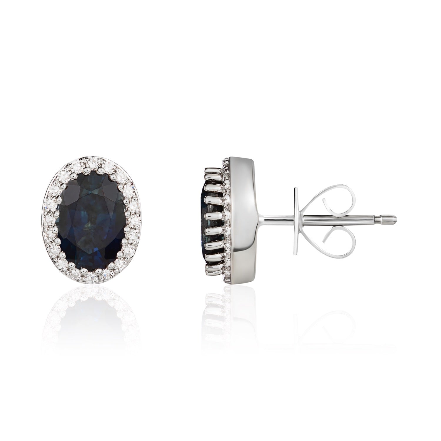18wg Oval Sap & Diamond Cluster Ers