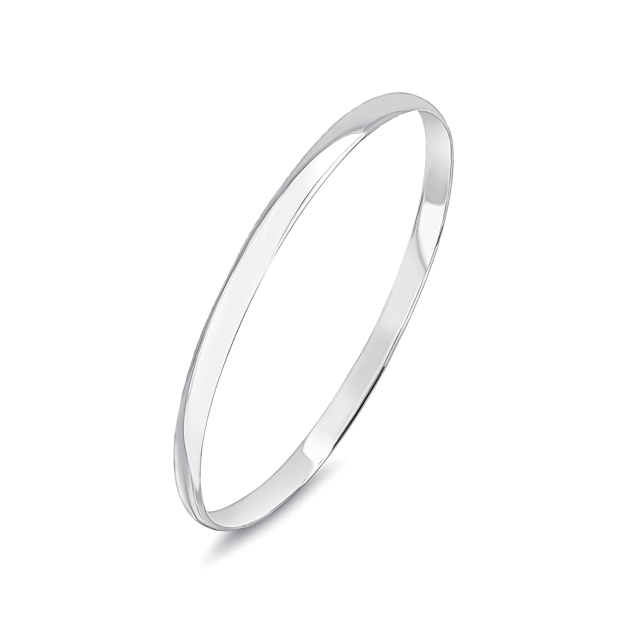 9ct White Gold D Shape Slave Bangle 5mm