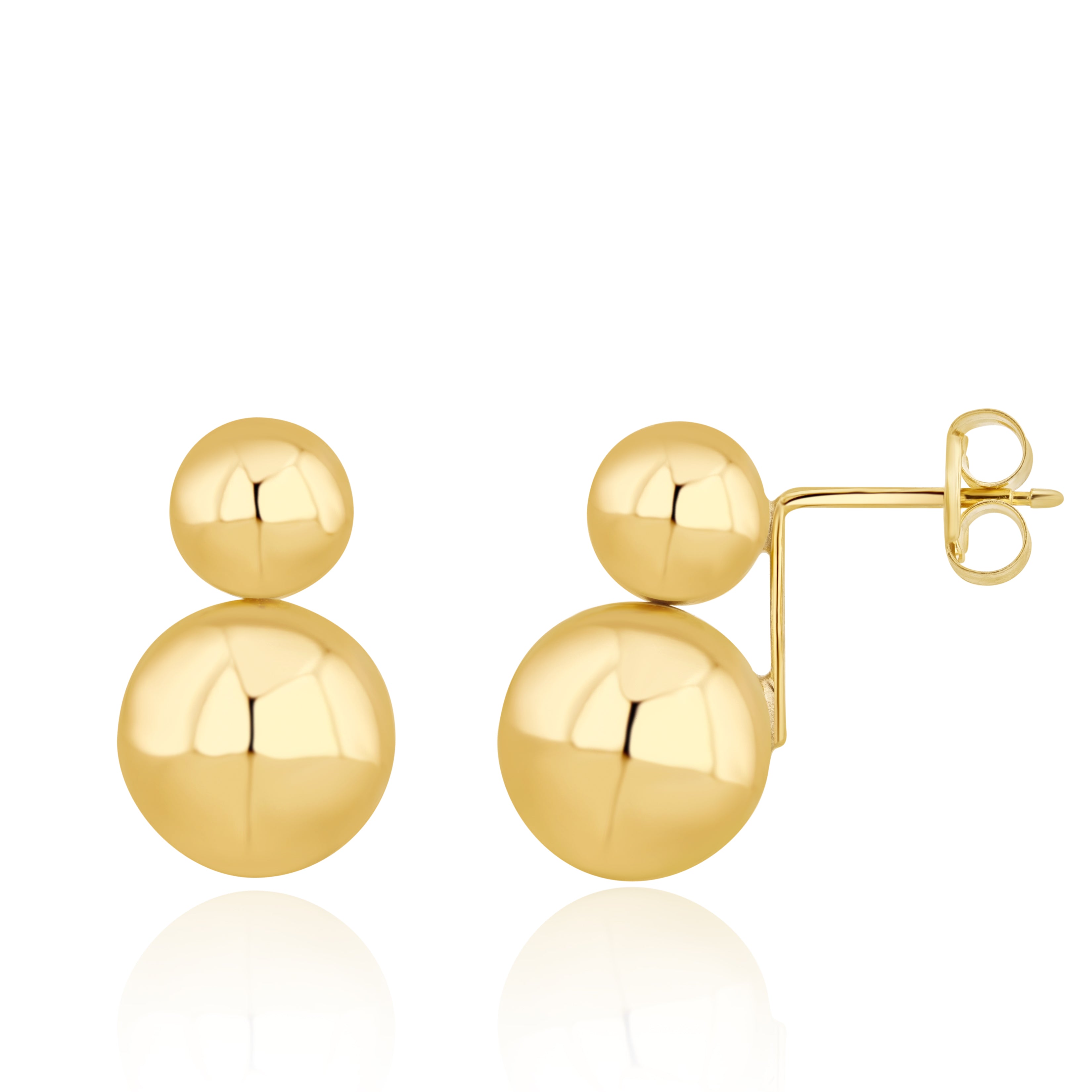9ct Yellow Gold Polished 6mm & 8mm Double Ball Stud Earrings