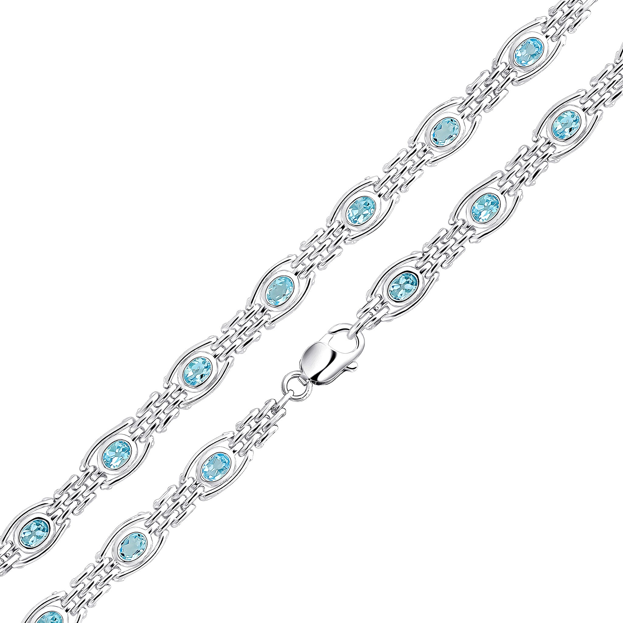 Silver 9.5mm Blue Topaz Gate 7.5"