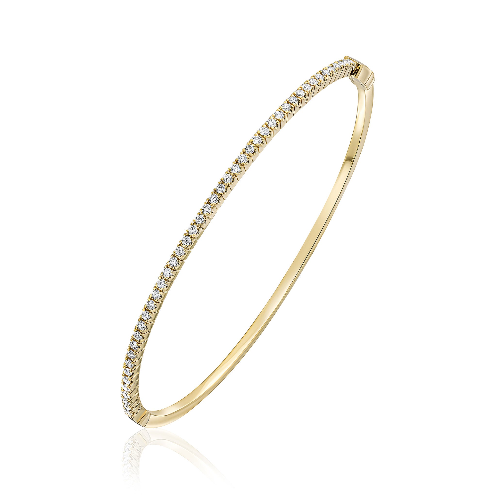 18ct Yellow Gold Brilliant Cut Diamond Claw Set Hinged Bangle
