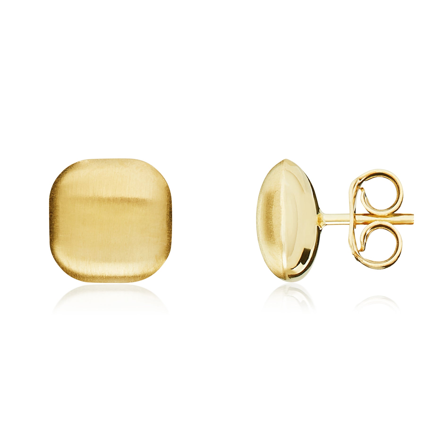 9ct Yellow Gold Satin Cushion Stud Earrings