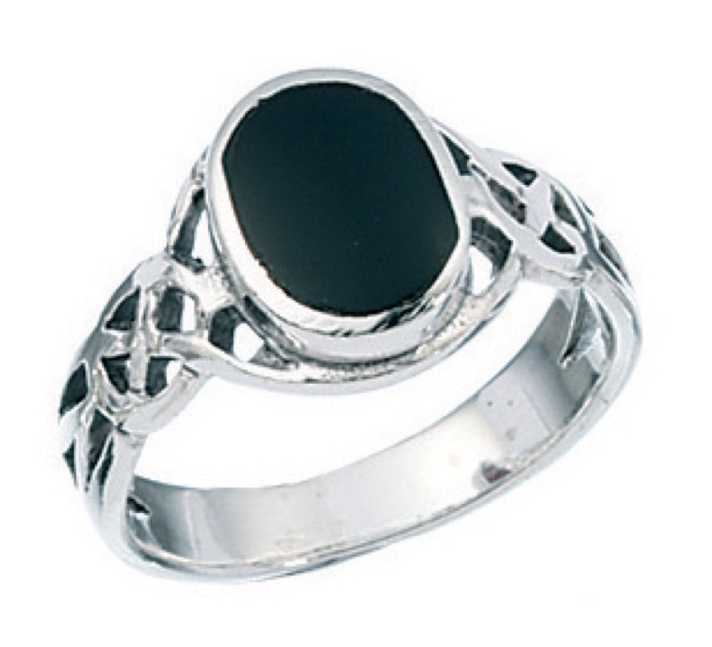 Recycled Sterling Silver Ring with Black Natural Onyx
