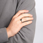 Recycled Sterling Silver Ring with Black Natural Onyx