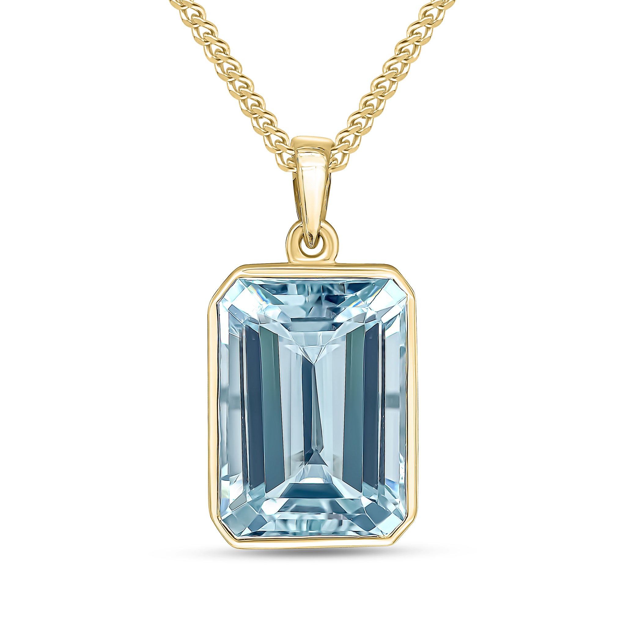 9ct yellow gold 14mm x 10mm Octagonal Aquamarine