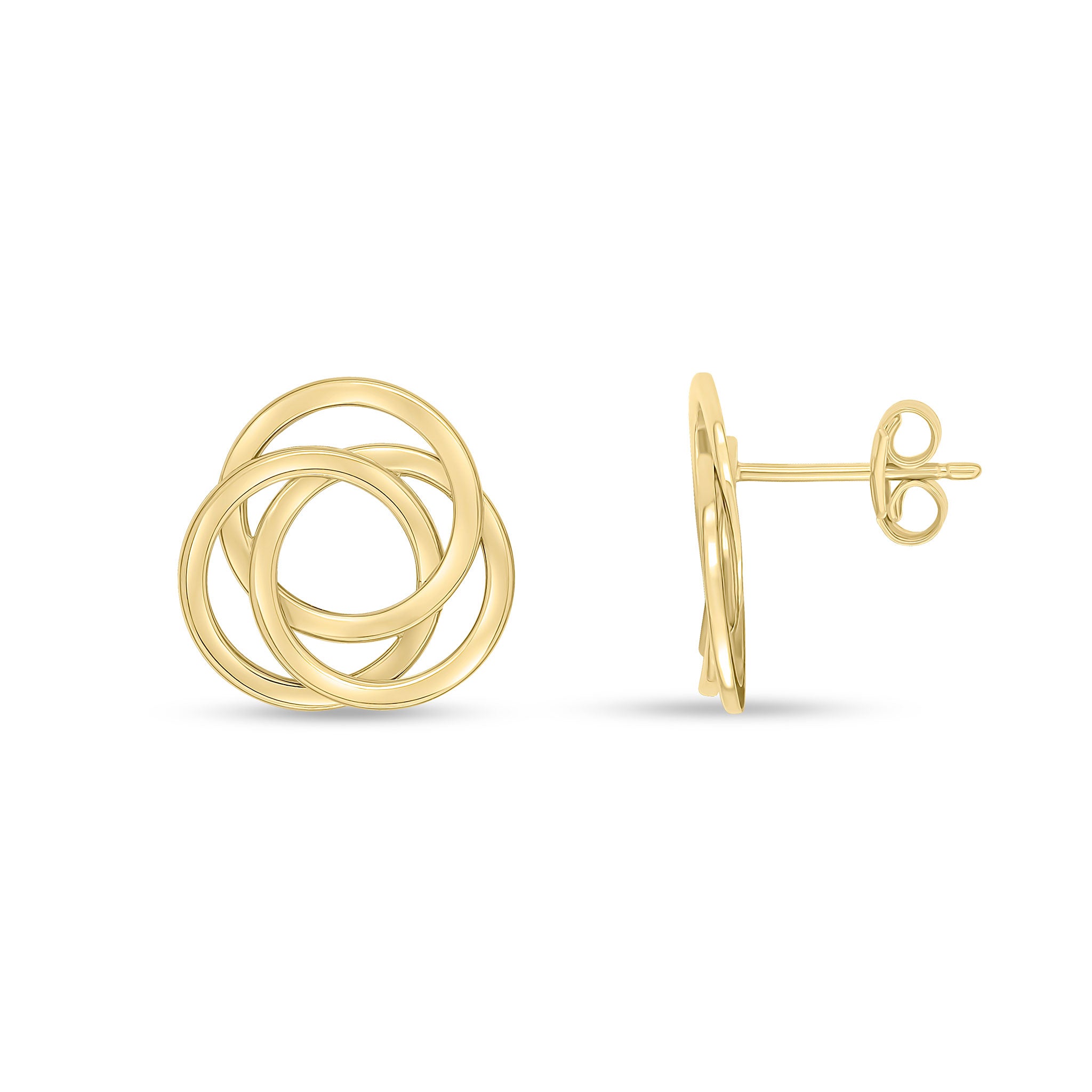 9ct Yellow Gold Polished Finish Flat Circles Knot Earrings