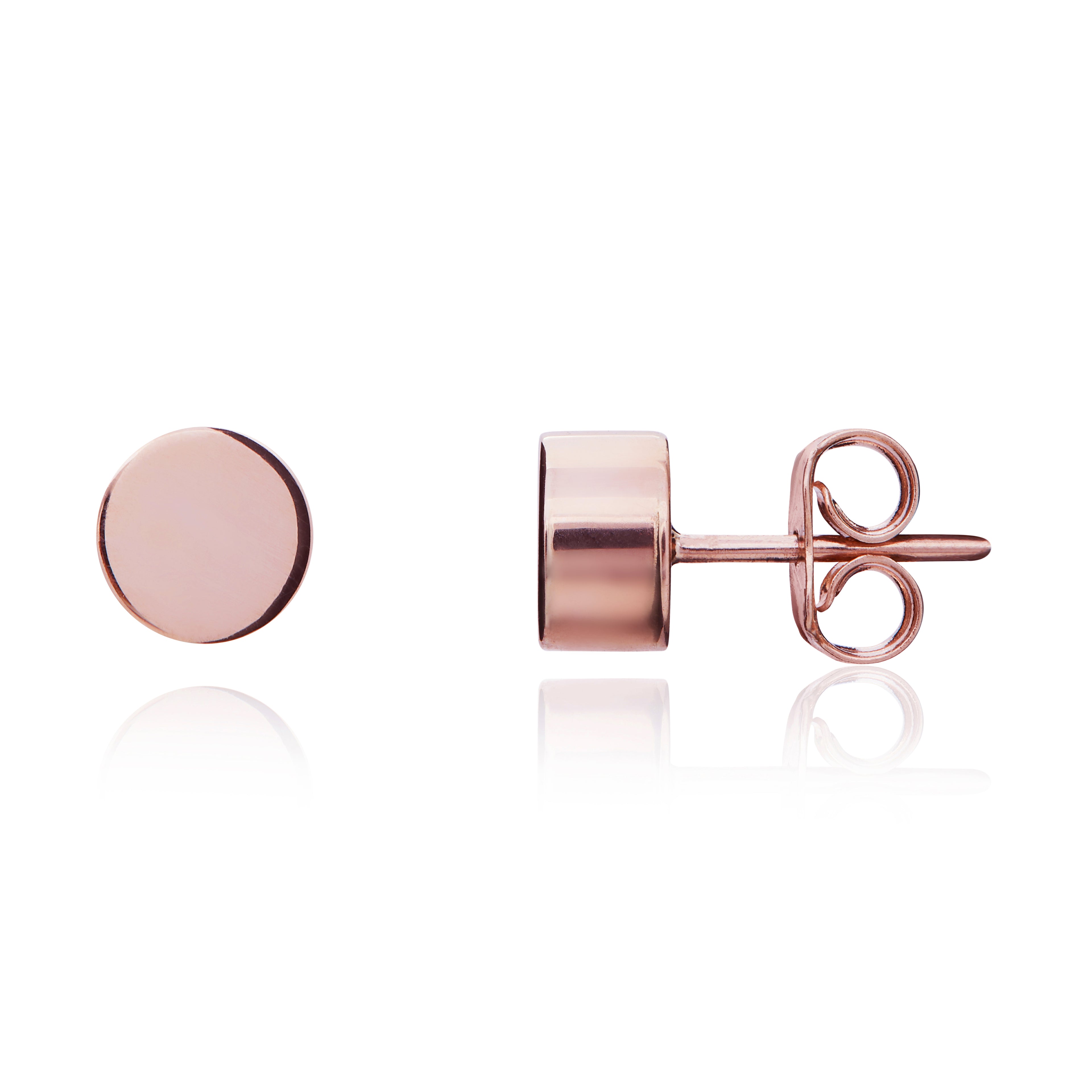 9ct Rose Gold Polished Circle Stud Earrings 6mm