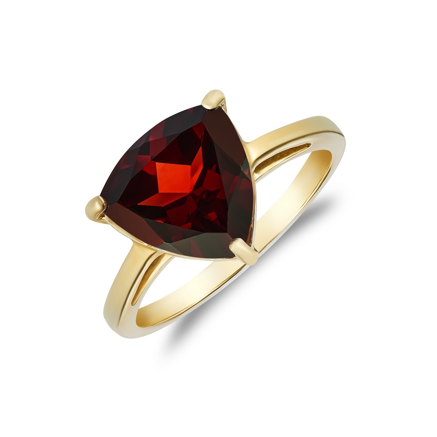 9ct Yellow Gold 10mm Tri Garn S/S Rng