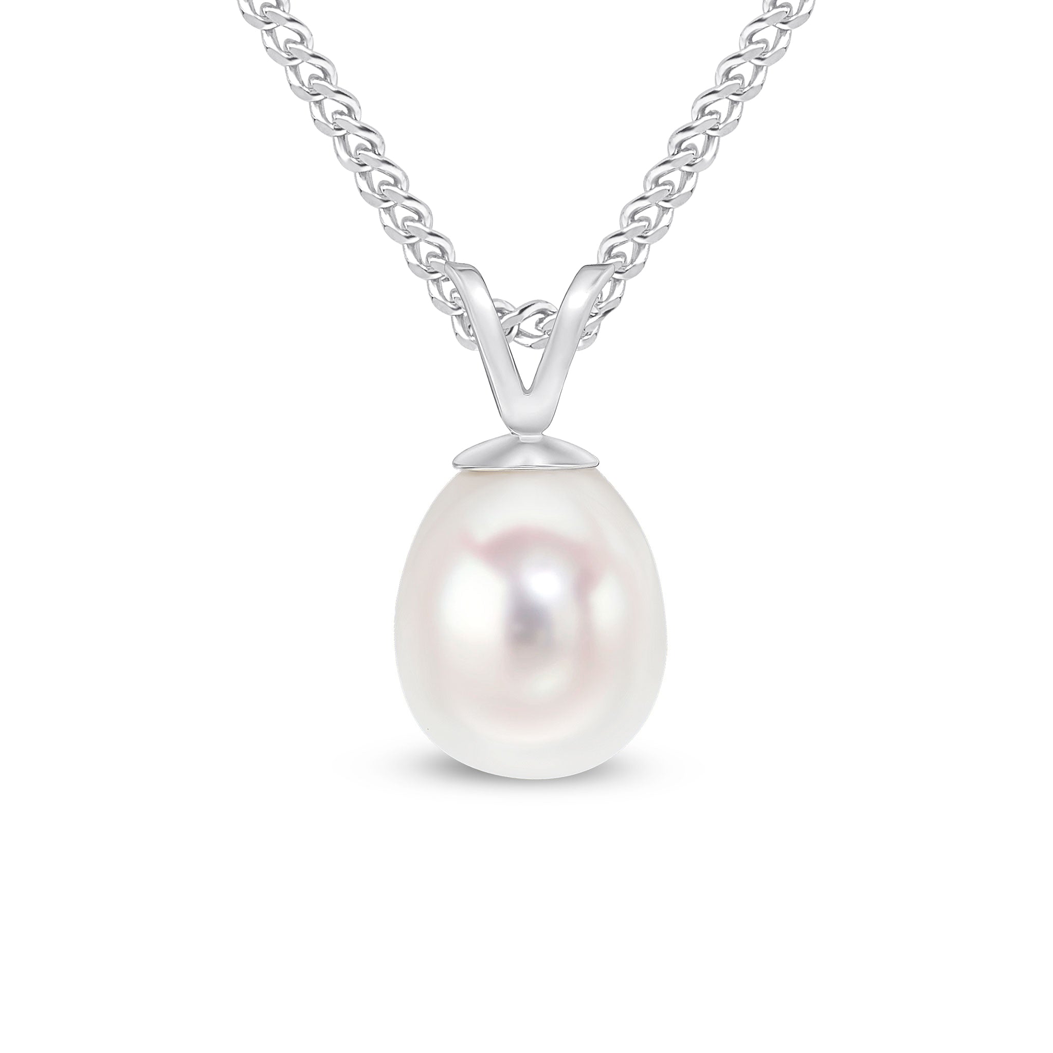 9ct White Gold 7-7.5mm Freshwater Pearl Drop Pendant