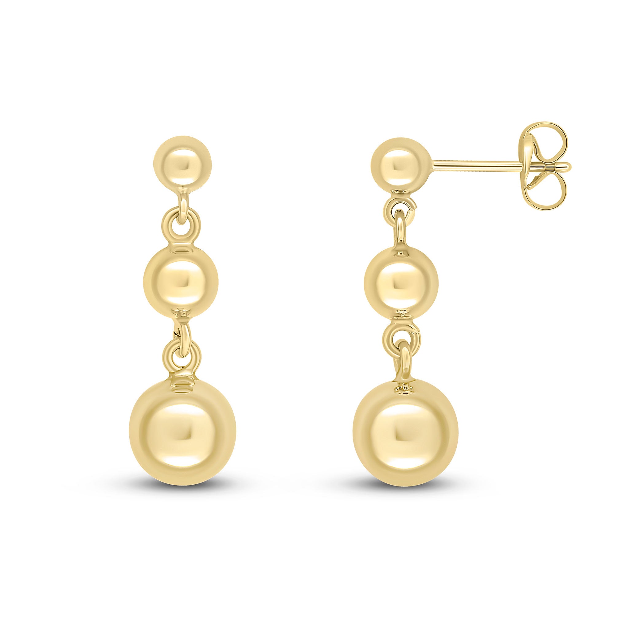 9ct Yellow Gold Polished Triple Ball Drop Earrings