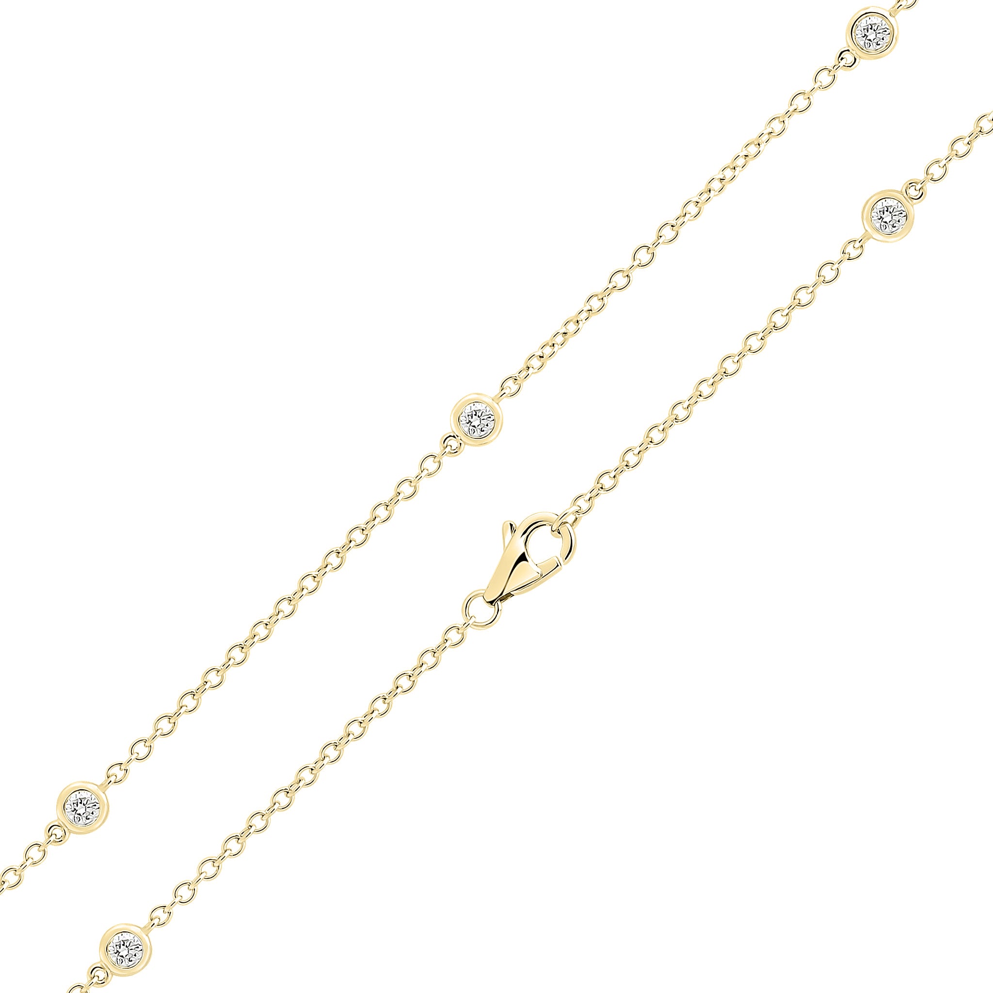 18ct Yellow Gold Round Diamond Spec Set Chain Necklace 20"